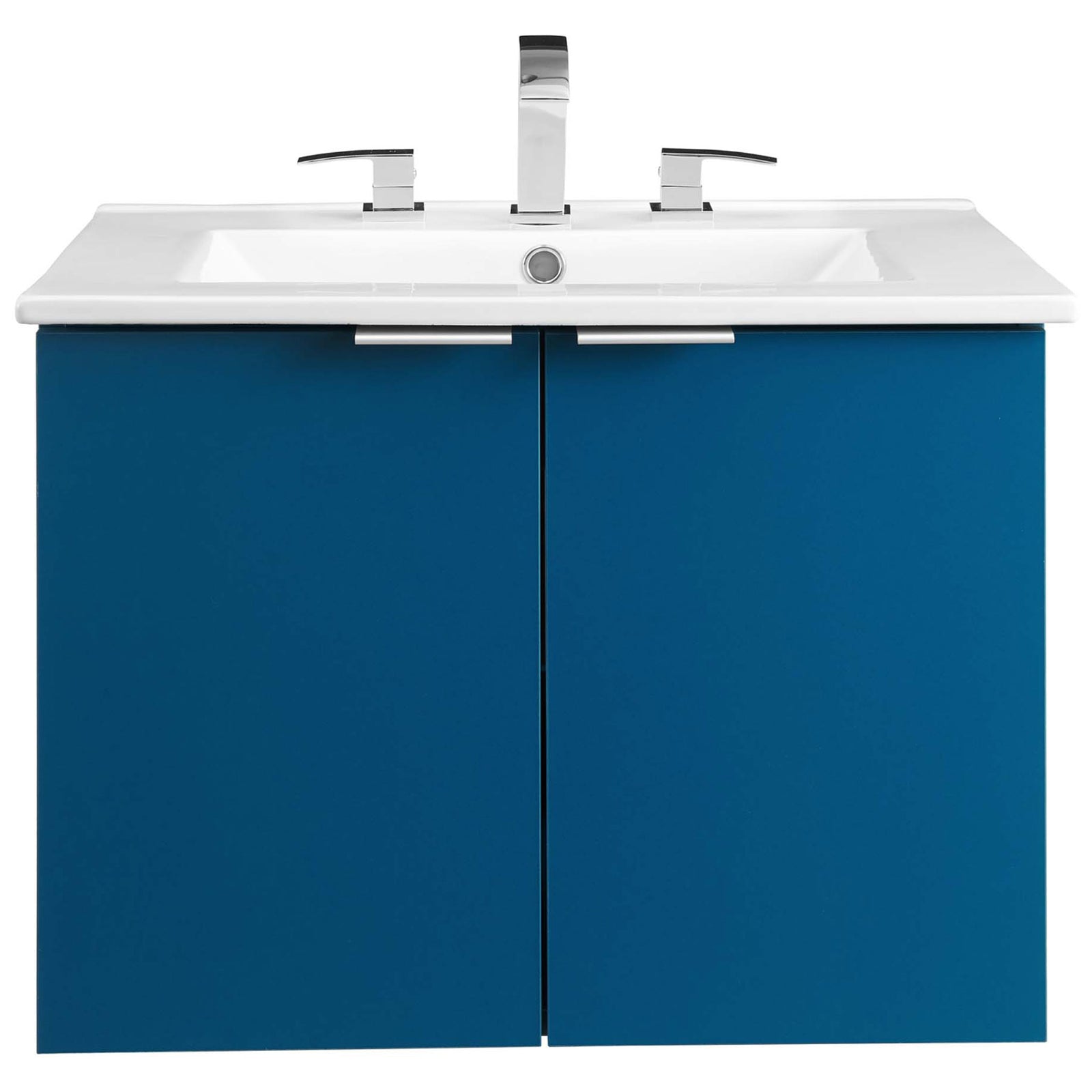 Navy vanity with white ceramic sink, compatible with 8-inch widespread faucet || EEI-5379-NAV-WHI || front_studio