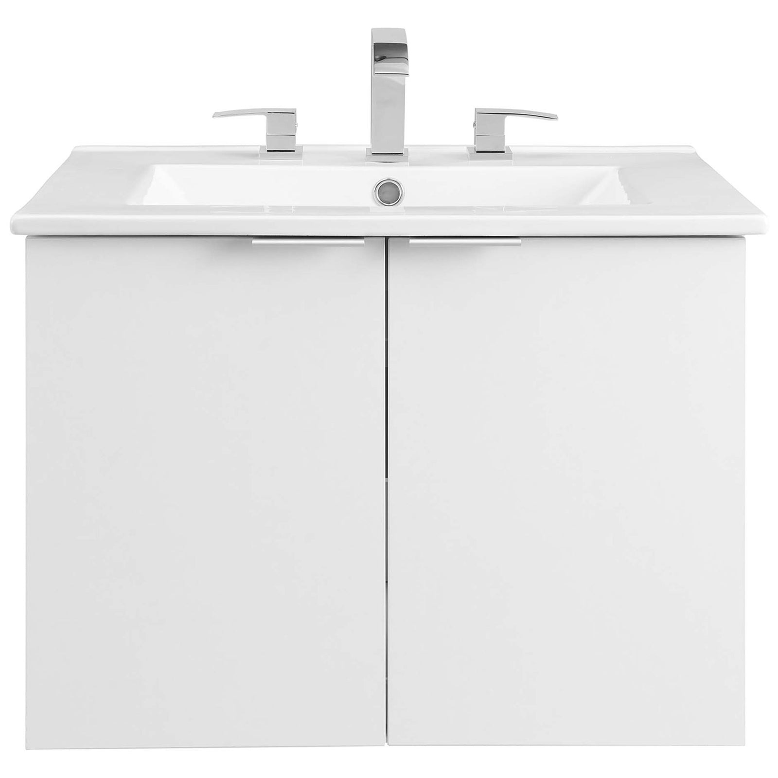 White vanity with three-hole widespread faucet compatibility and smooth melamine finish || EEI-5379-WHI-WHI || front_studio