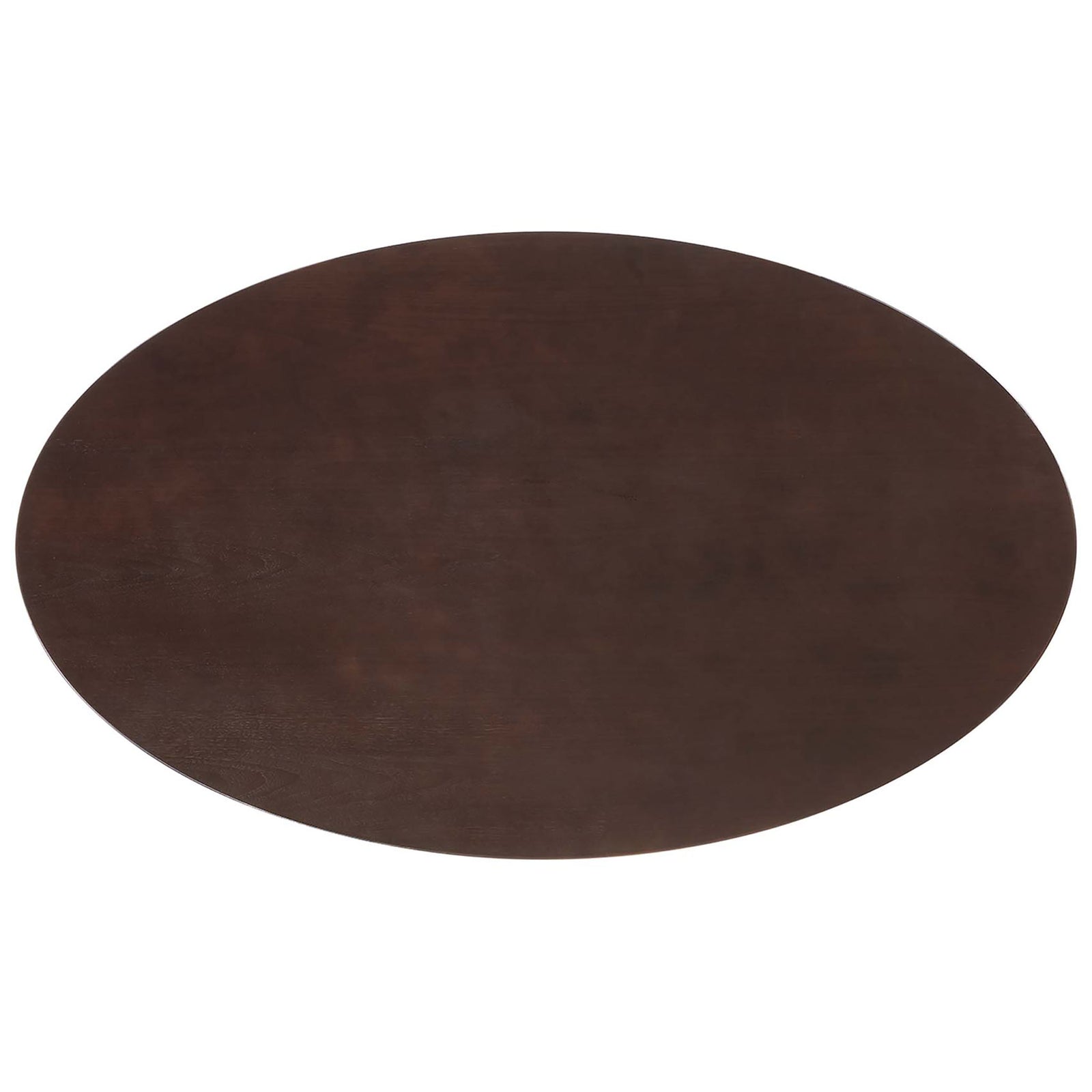 Rich cherry walnut oval tabletop with smooth beveled edge showcases elegant wood grain pattern || EEI-5524-GLD-CHE || top_studio
