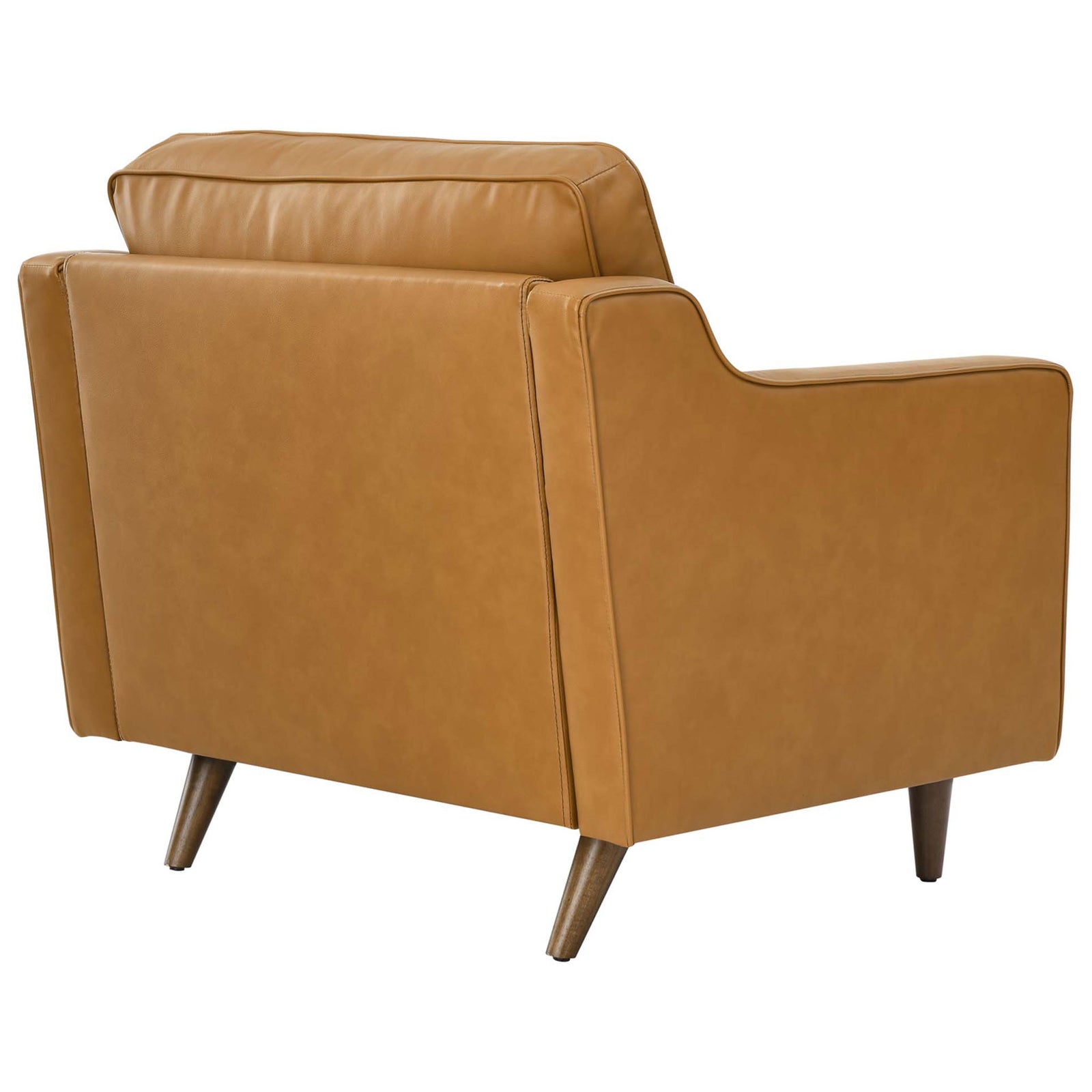 Smooth, tailored back and seat with refined French piping for a clean, modern look || EEI-5555-TAN || back_angle_studio