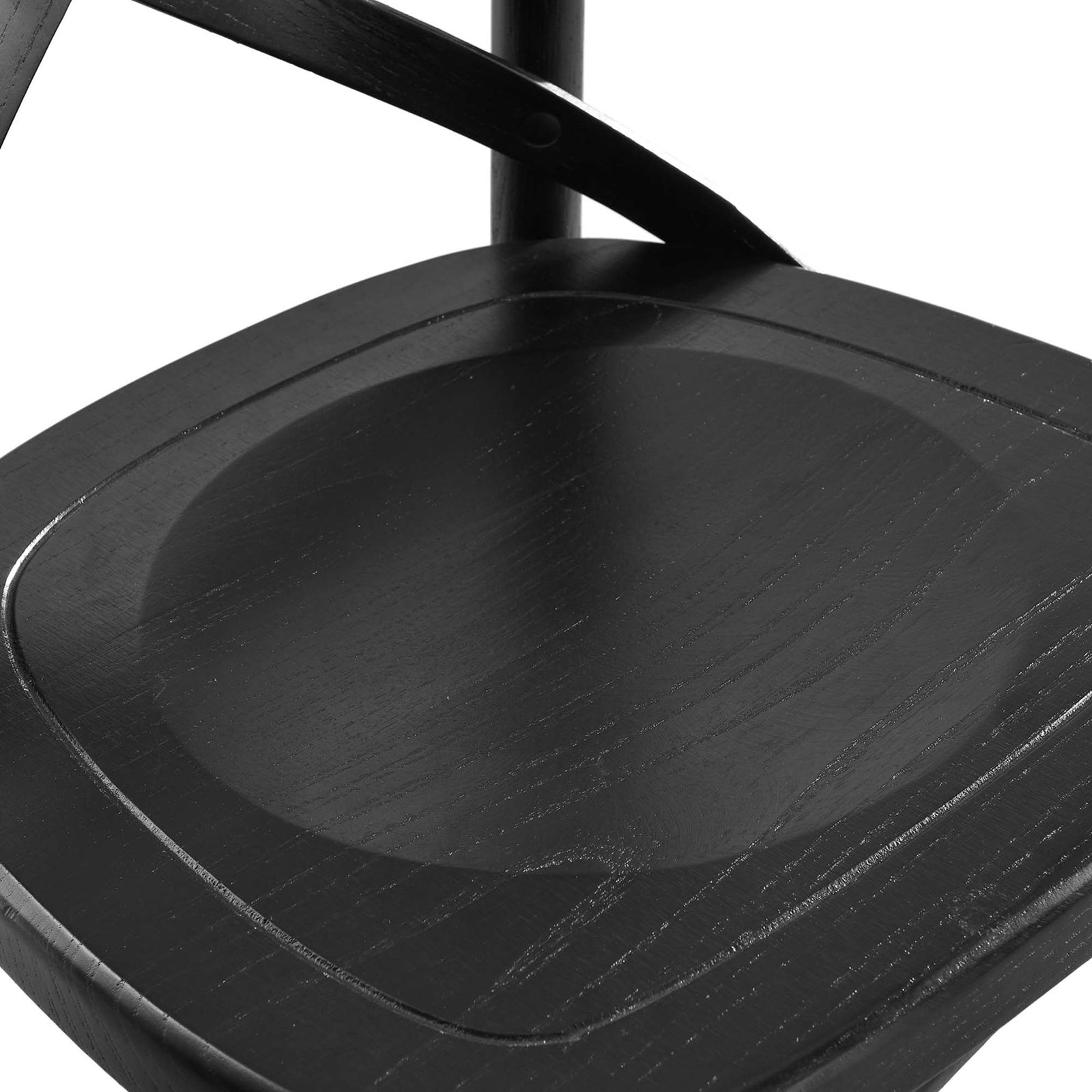 Sculpted wood seat with smooth edges and subtle grain pattern || EEI-5563-BLK || detail_studio