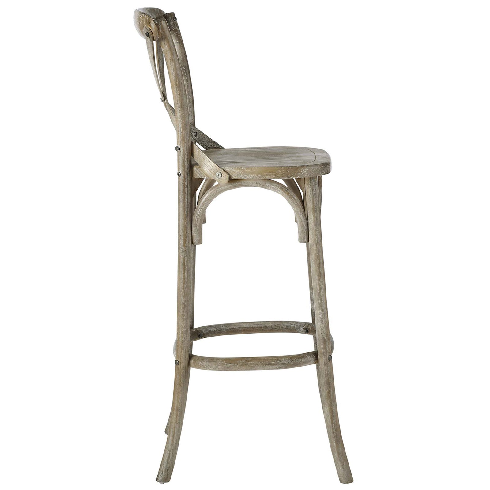 Splayed legs and round footrest create a balanced, comfortable perch at bar height. || EEI-5563-GRY || side_studio