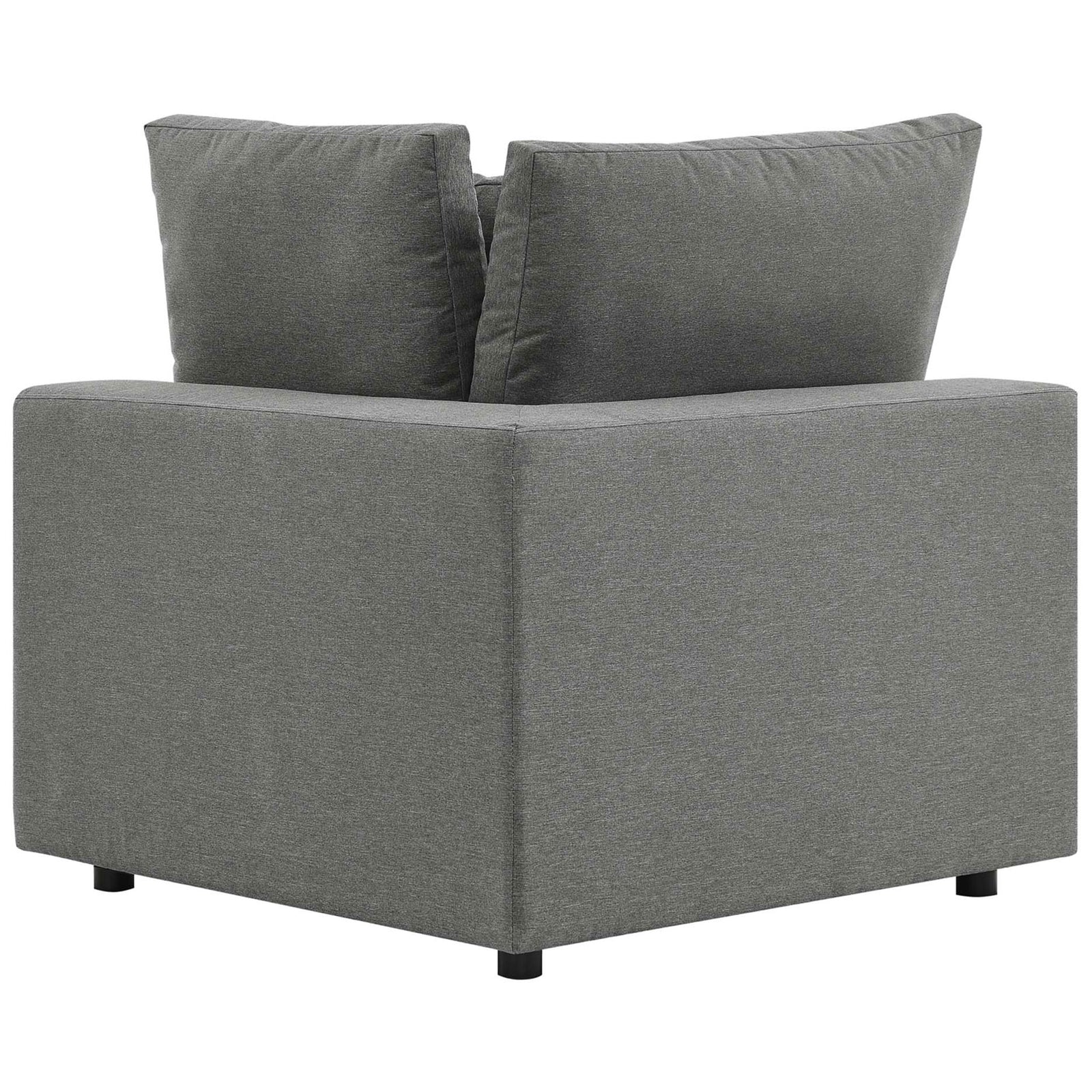 Charcoal corner chair module featuring a clean boxy back and neatly tailored seams || EEI-5578-CHA || back_partial_studio