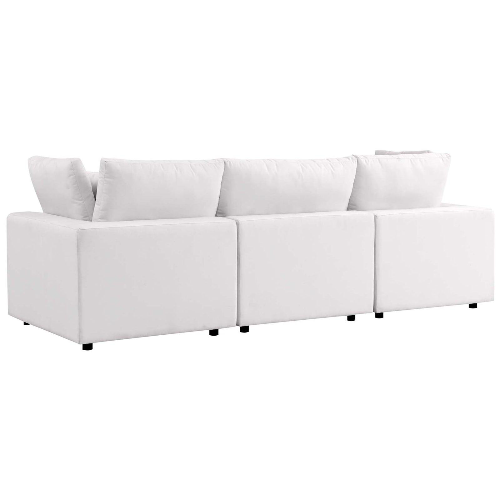White outdoor sofa back with smooth tailored upholstery and a simple low-profile silhouette || EEI-5578-WHI || back_studio
