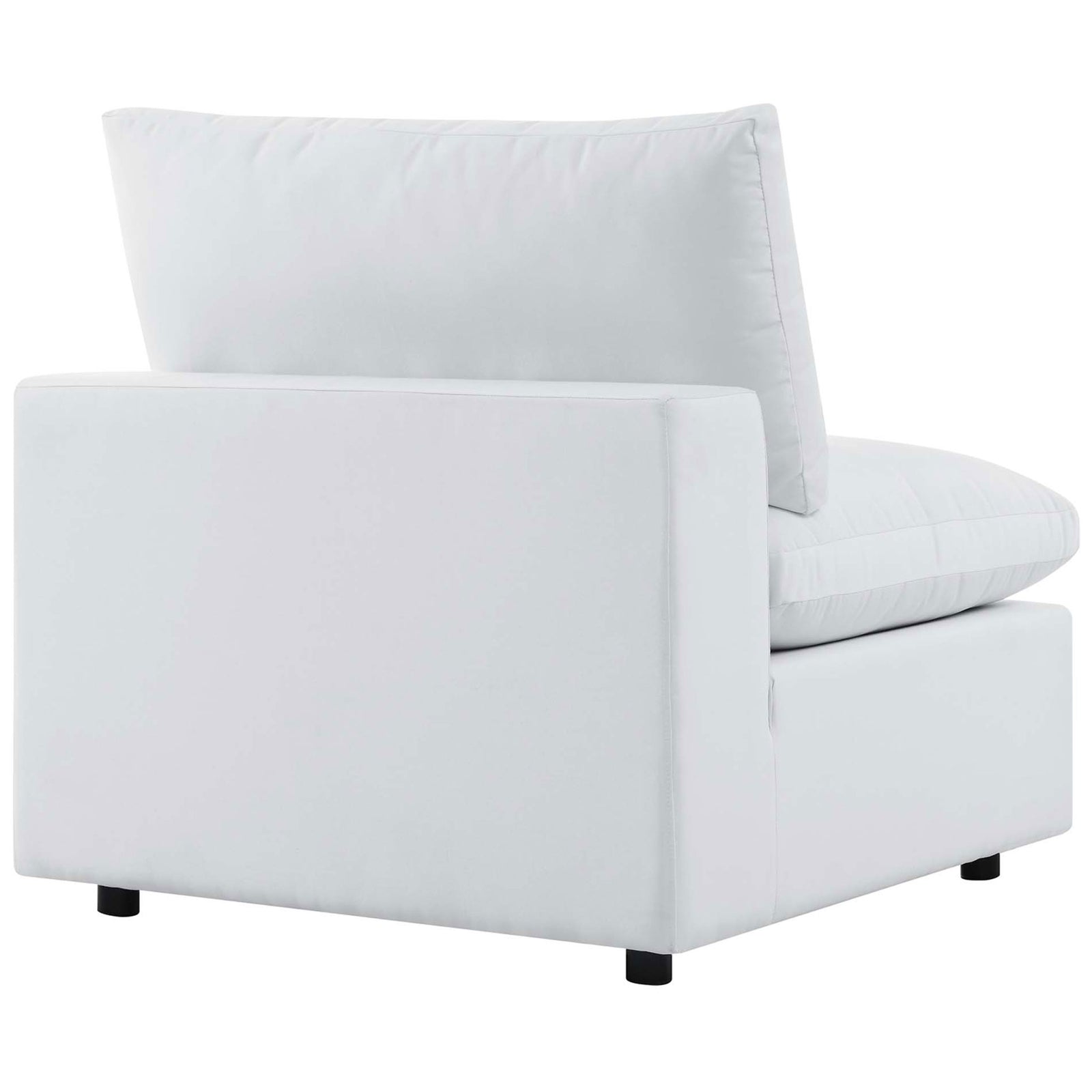 White Sunbrella armless chair module featuring a smooth boxy back and neatly tailored seams || EEI-5579-WHI || back_partial_studio
