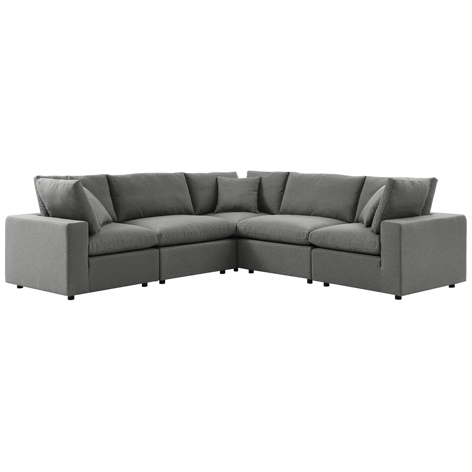 Charcoal Commix outdoor sectional sofa with deep overstuffed cushions and L-shaped modular comfort. || EEI-5589-CHA || front_angle_studio