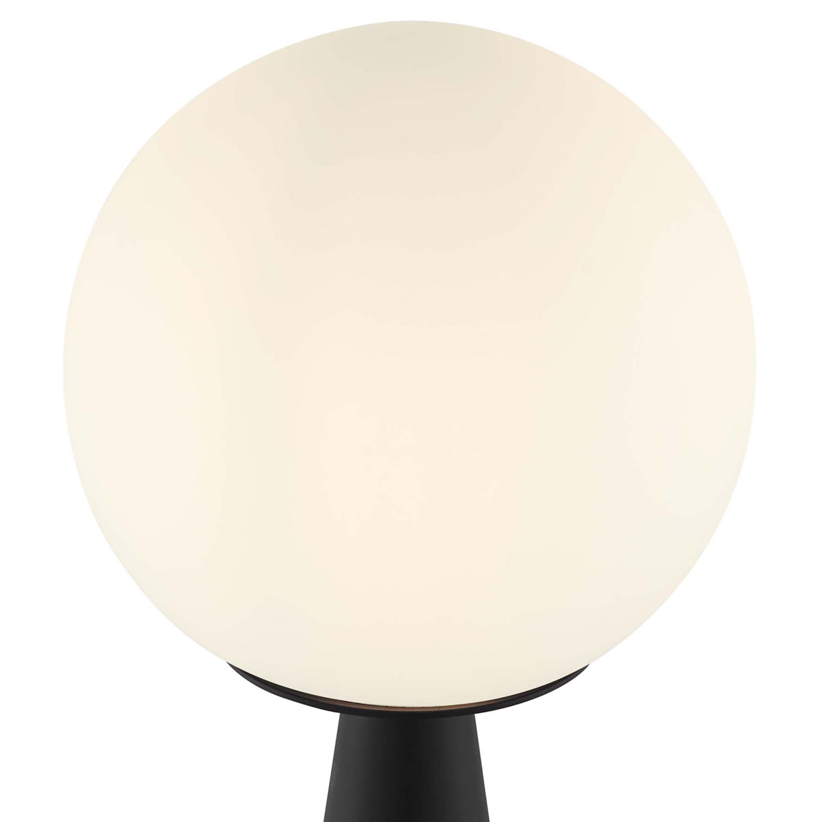 Glowing opaque glass globe shade creating soft diffused light for cozy modern spaces || EEI-5621-WHI-BLK || shade_on_studio
