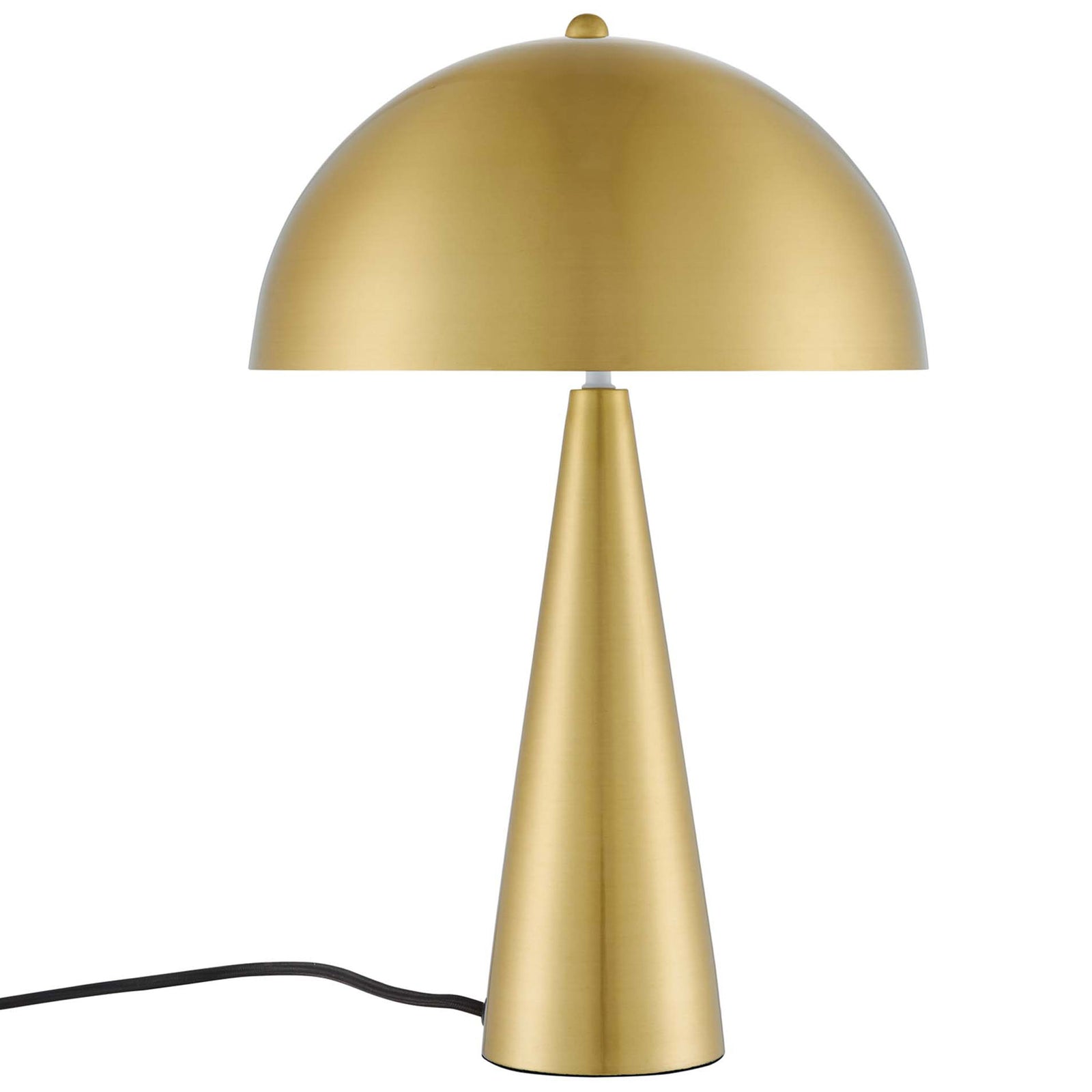 Satin brass Selena table lamp with dome shade and tapered base for chic contemporary lighting || EEI-5624-SBR || front_studio