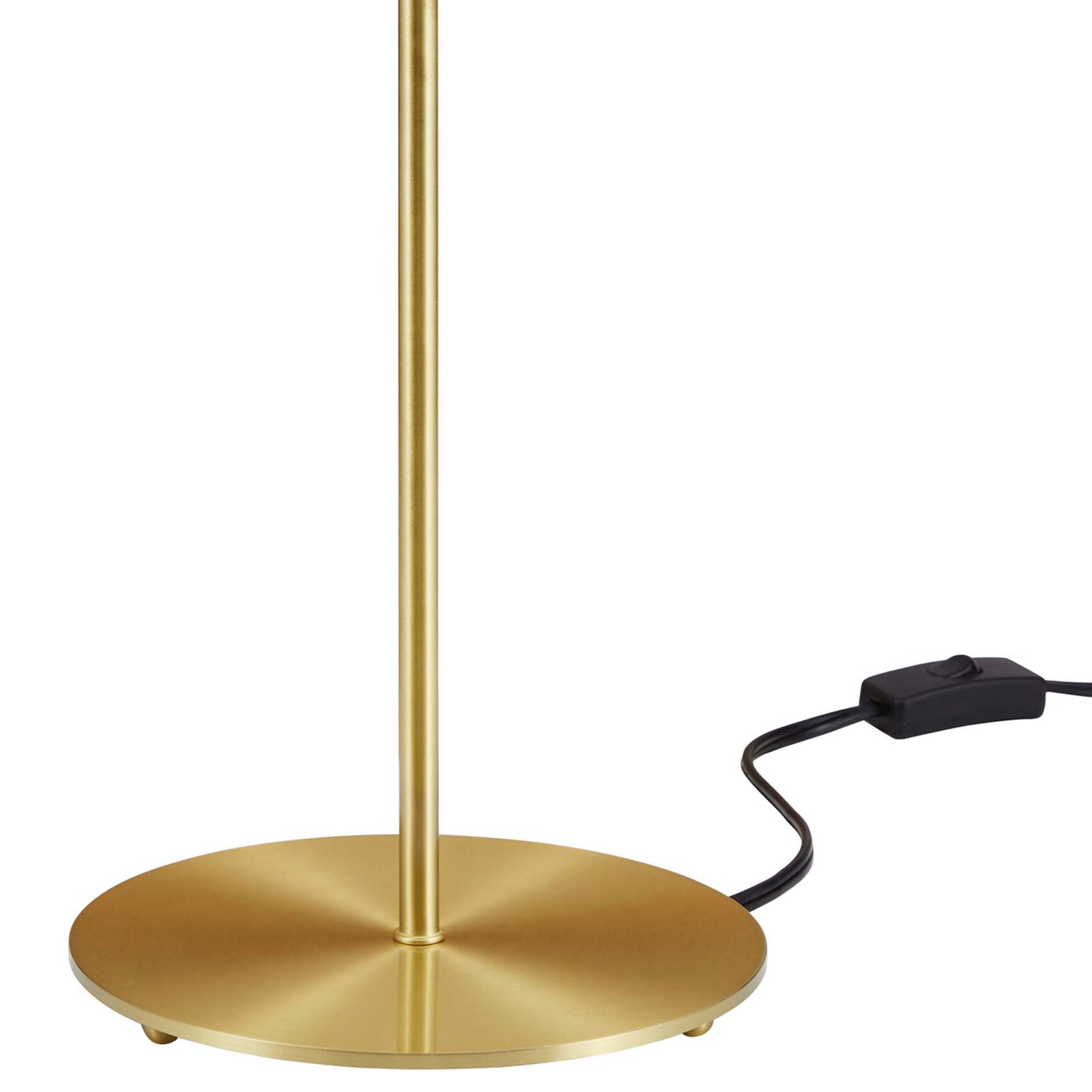 Satin brass column and round base with black cord and inline rocker switch detail || EEI-5629-GRY-SBR || detail_studio