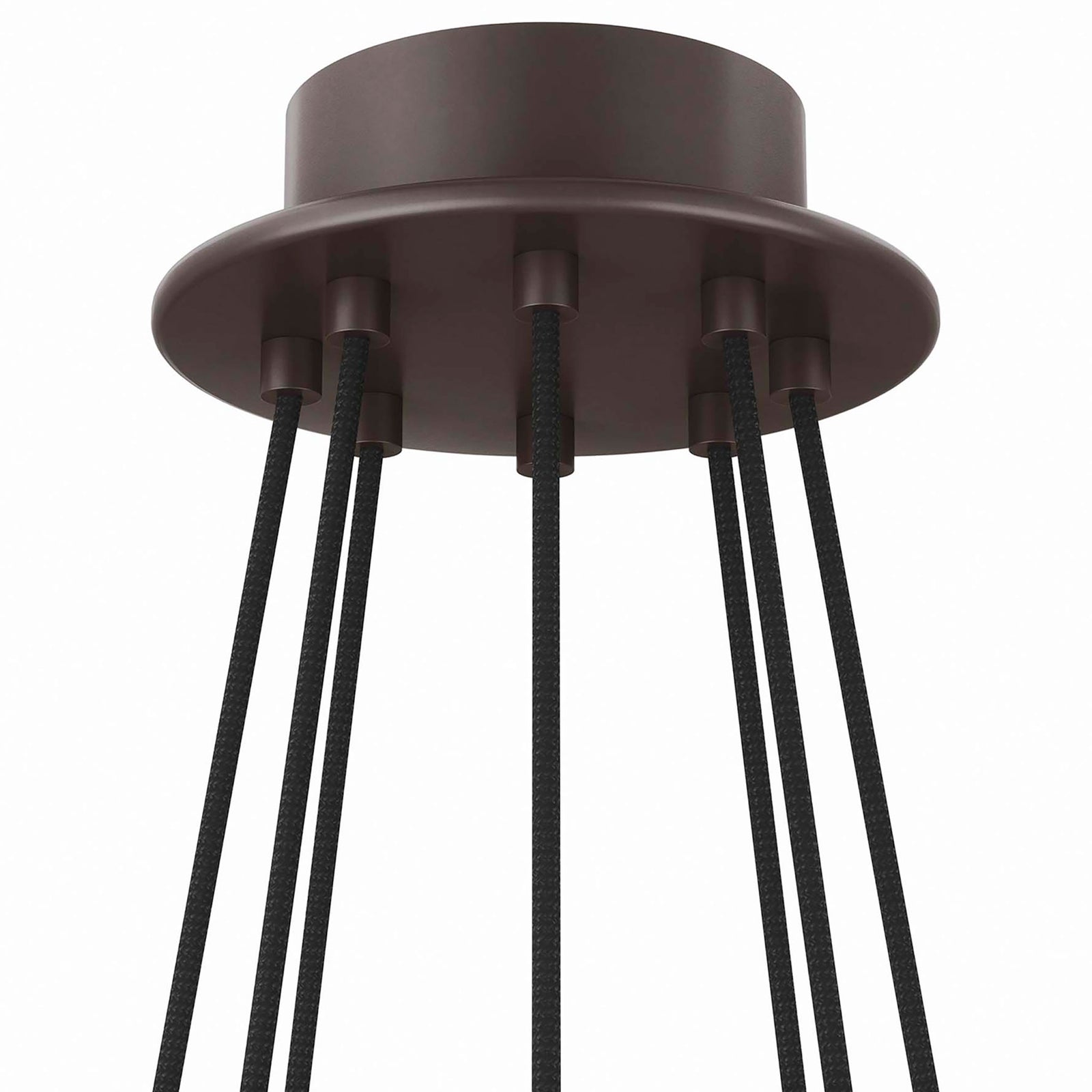 Bronze canopy with fabric-covered cables offers a refined, sturdy mount || EEI-5641-WHI-BRZ || detail_studio