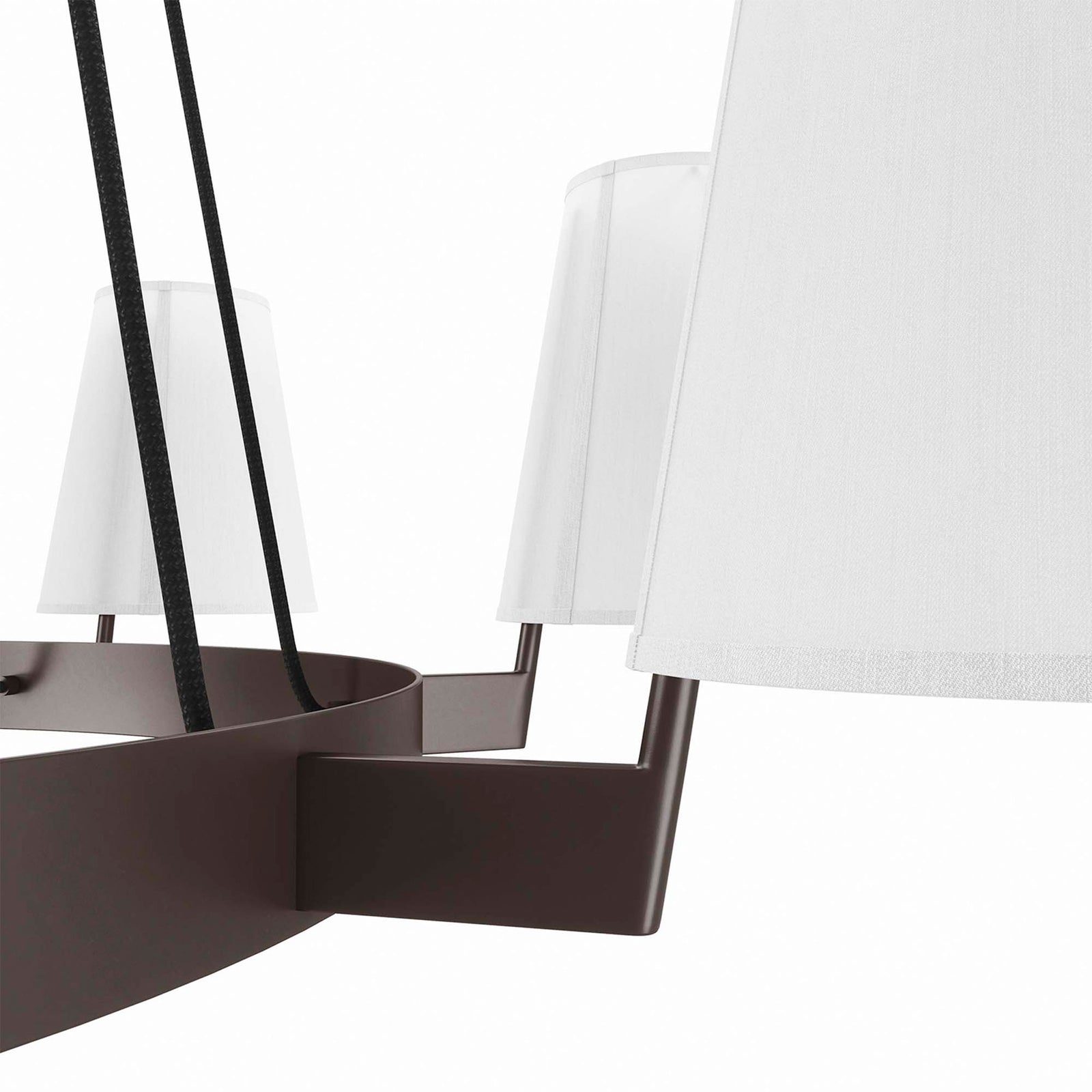 Streamlined bronze arm supports crisp fabric shades with tailored edges || EEI-5641-WHI-BRZ || detail_studio