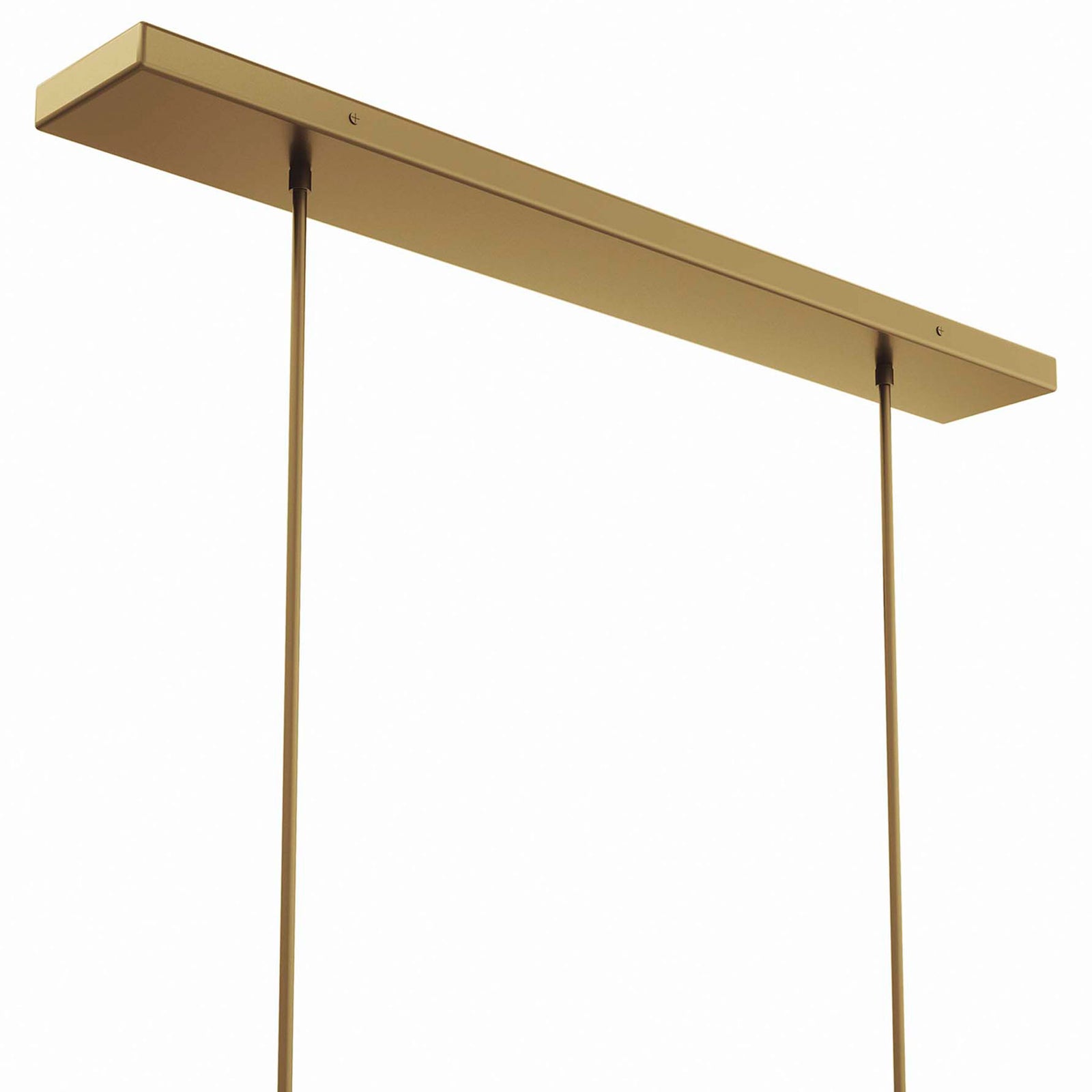Rectangular satin brass ceiling canopy with clean-lined dual downrods || EEI-5642-WHI-SBR || detail_studio