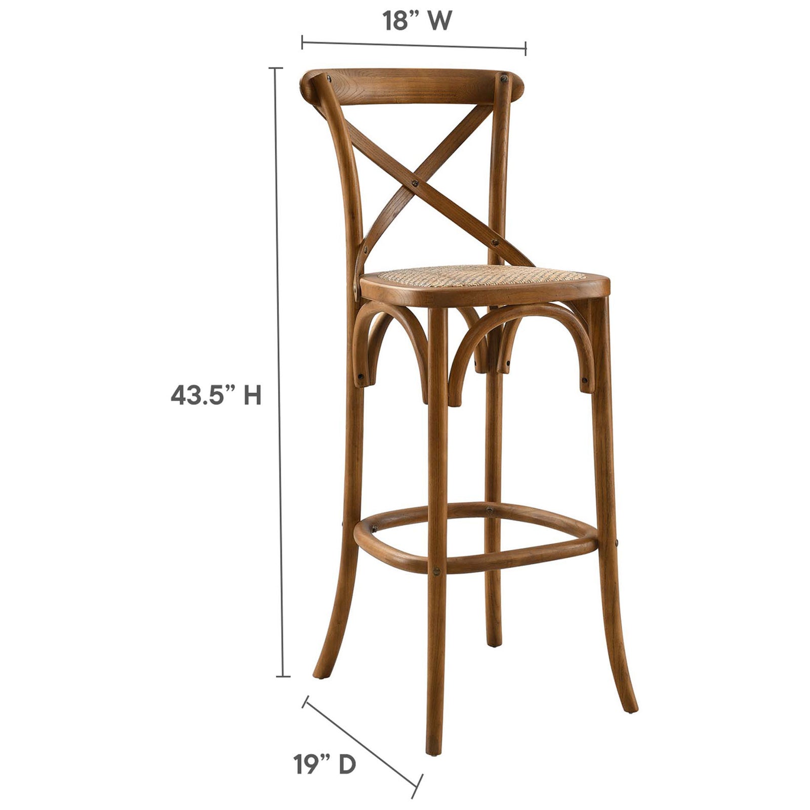 Bar stool dimensions displayed for effortless planning and spacing || EEI-5668-WAL || dimension_studio