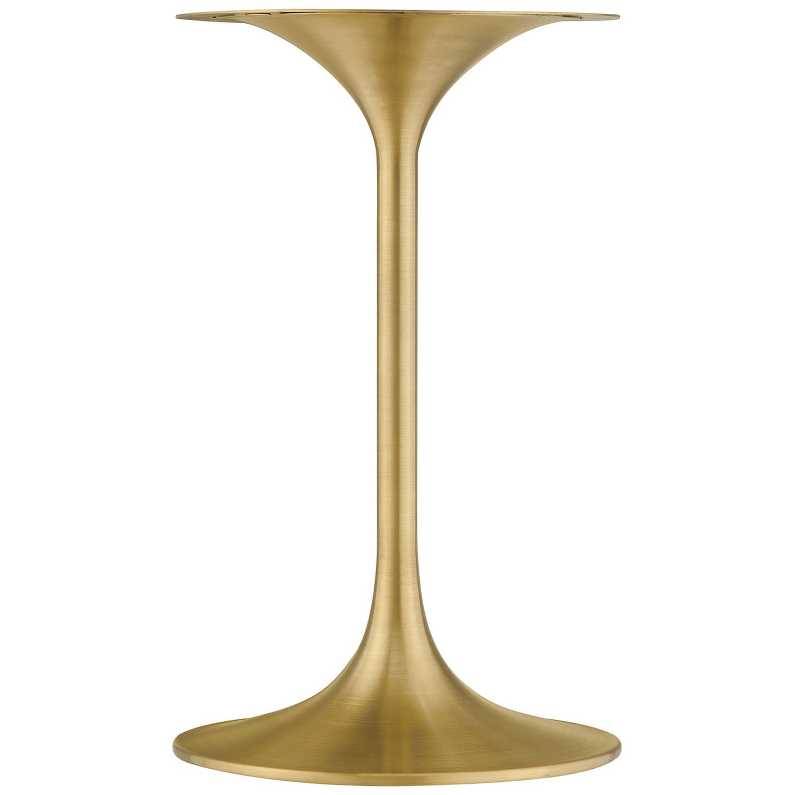 Brushed gold tapered pedestal base with smooth, sculptural silhouette for modern flair || EEI-5685-GLD-BLK || detail_studio