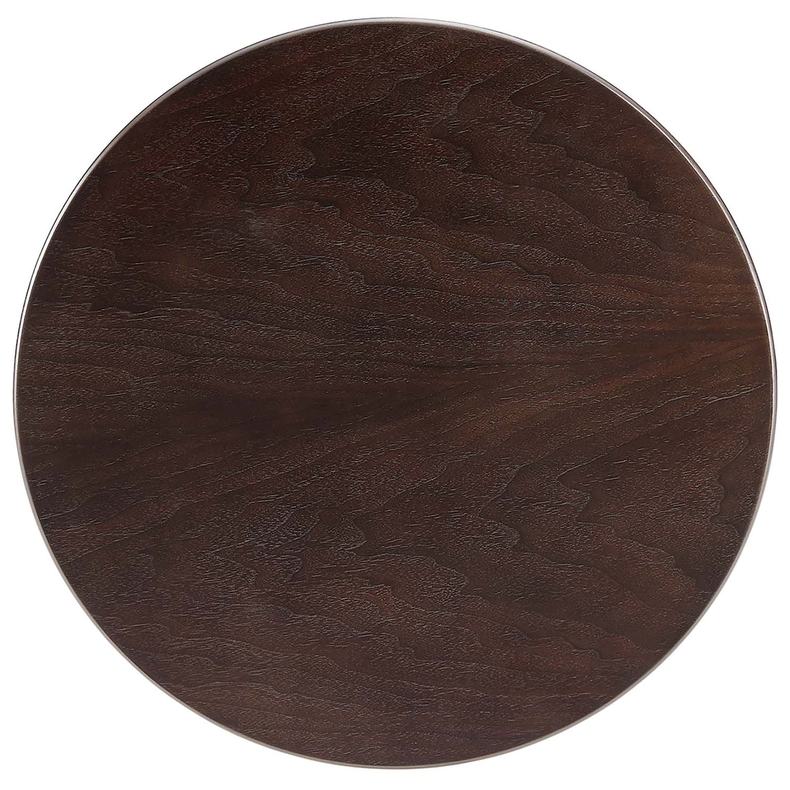 Black cherry wood grain round tabletop detail of Lippa side table || EEI-5689-BLK-CHE || top_studio