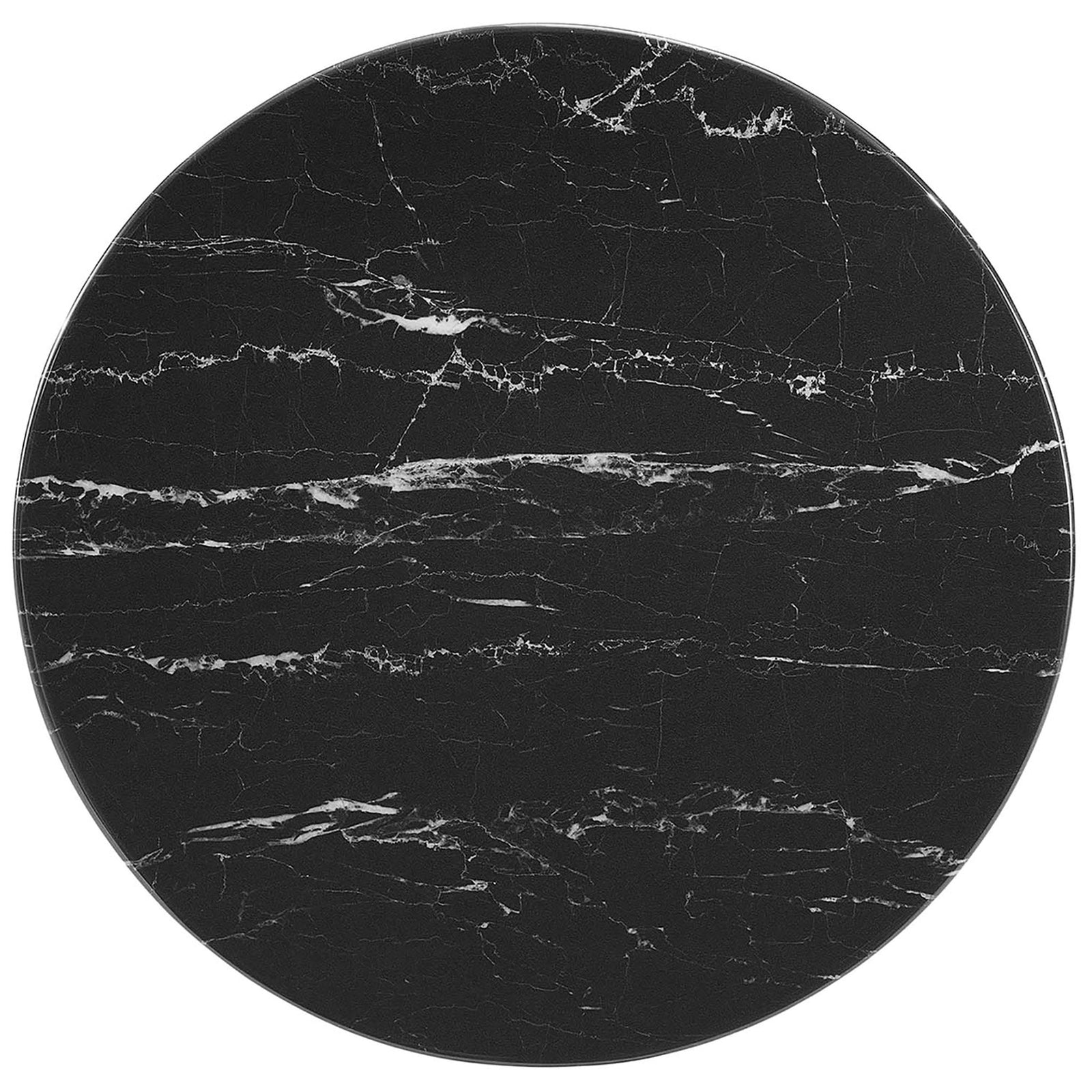 Black faux marble round tabletop with white veining and beveled edge || EEI-5690-BLK-BLK || top_studio