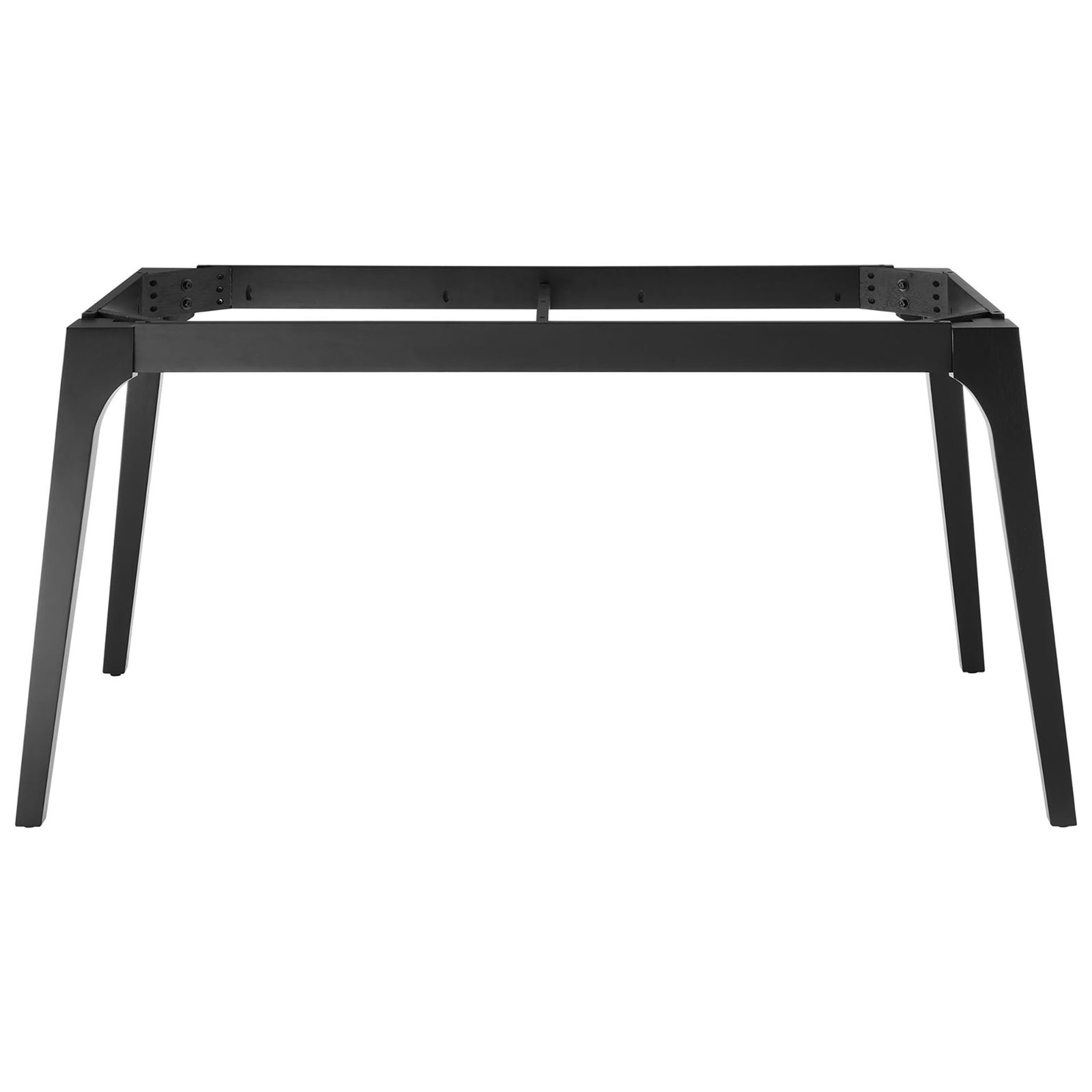 Black dining table frame showcasing strong angular legs and durable construction || EEI-5693-BLK-WHI || front_partial_studio