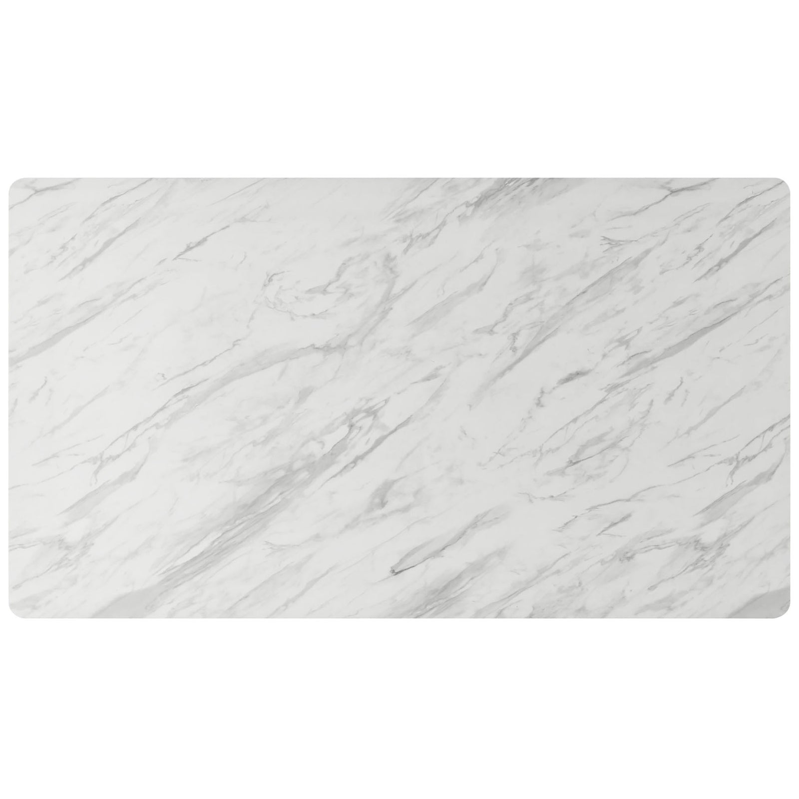 White artificial marble tabletop with soft gray veining and smoothly rounded corners || EEI-5693-BLK-WHI || top_studio