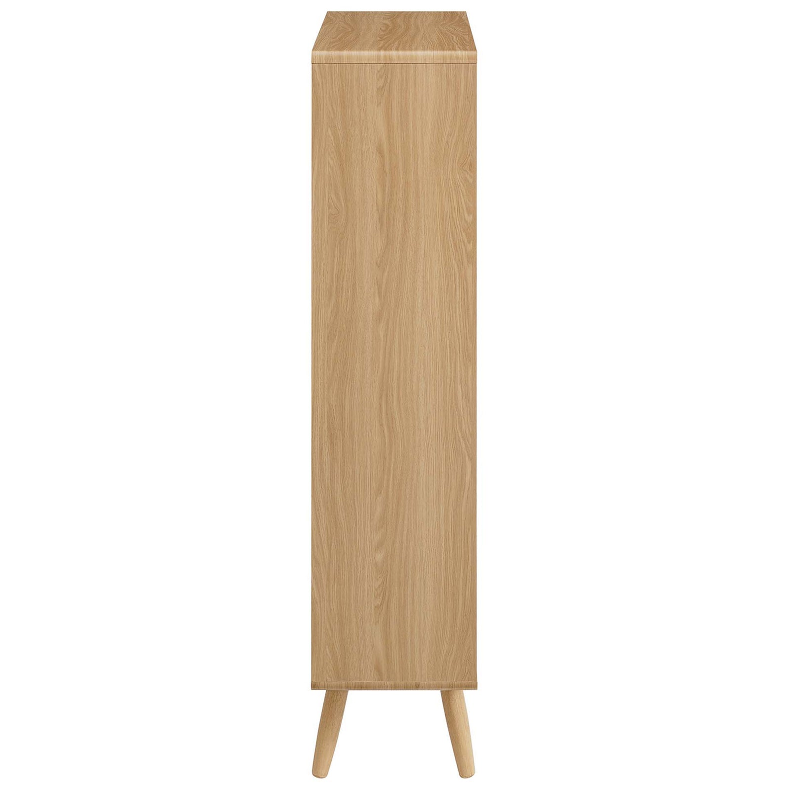 Streamlined profile with smooth wood grain finish and tapered legs || EEI-5743-OAK || side_studio