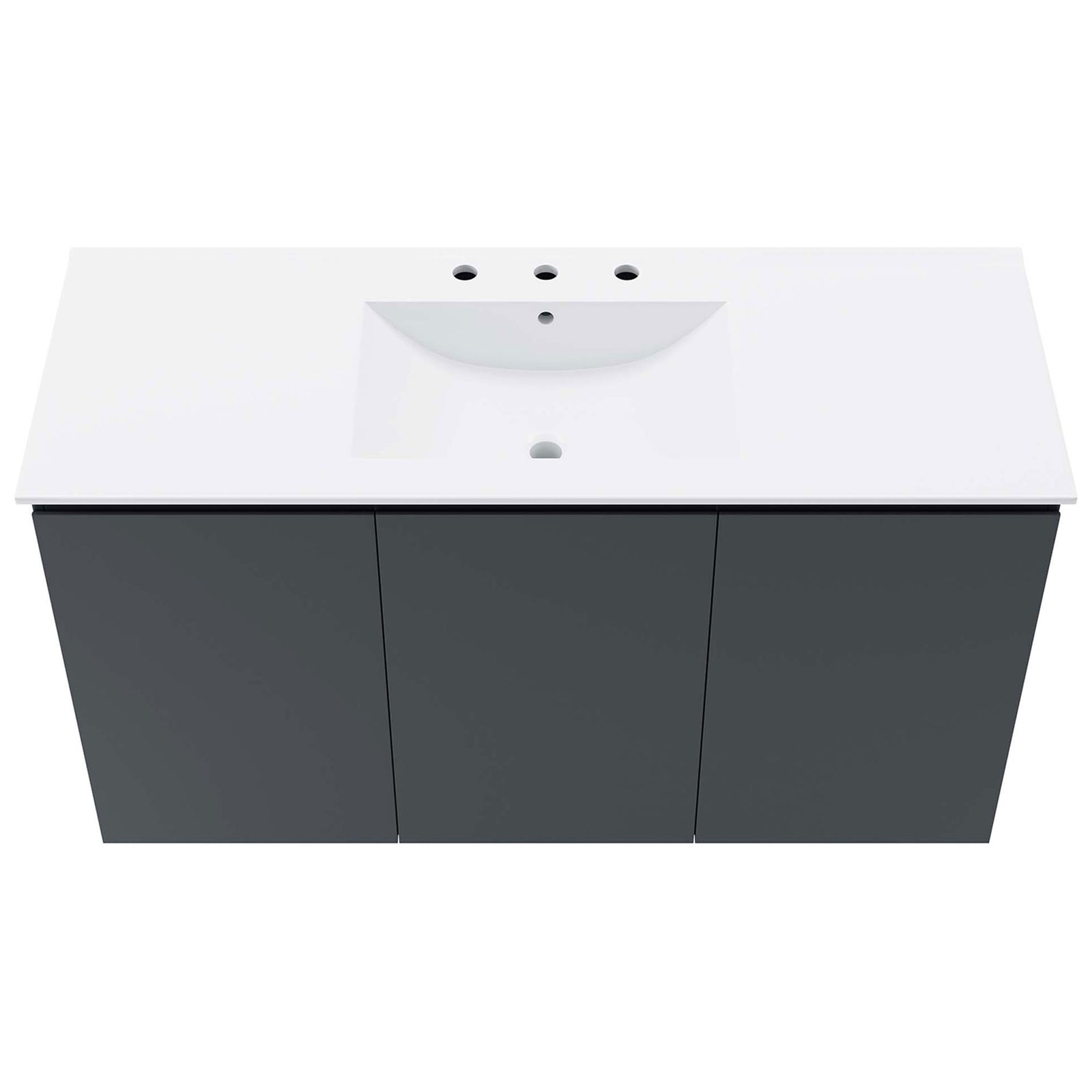 Integrated white countertop and basin with 8-inch widespread faucet holes || EEI-5780-GRY-WHI || top_studio