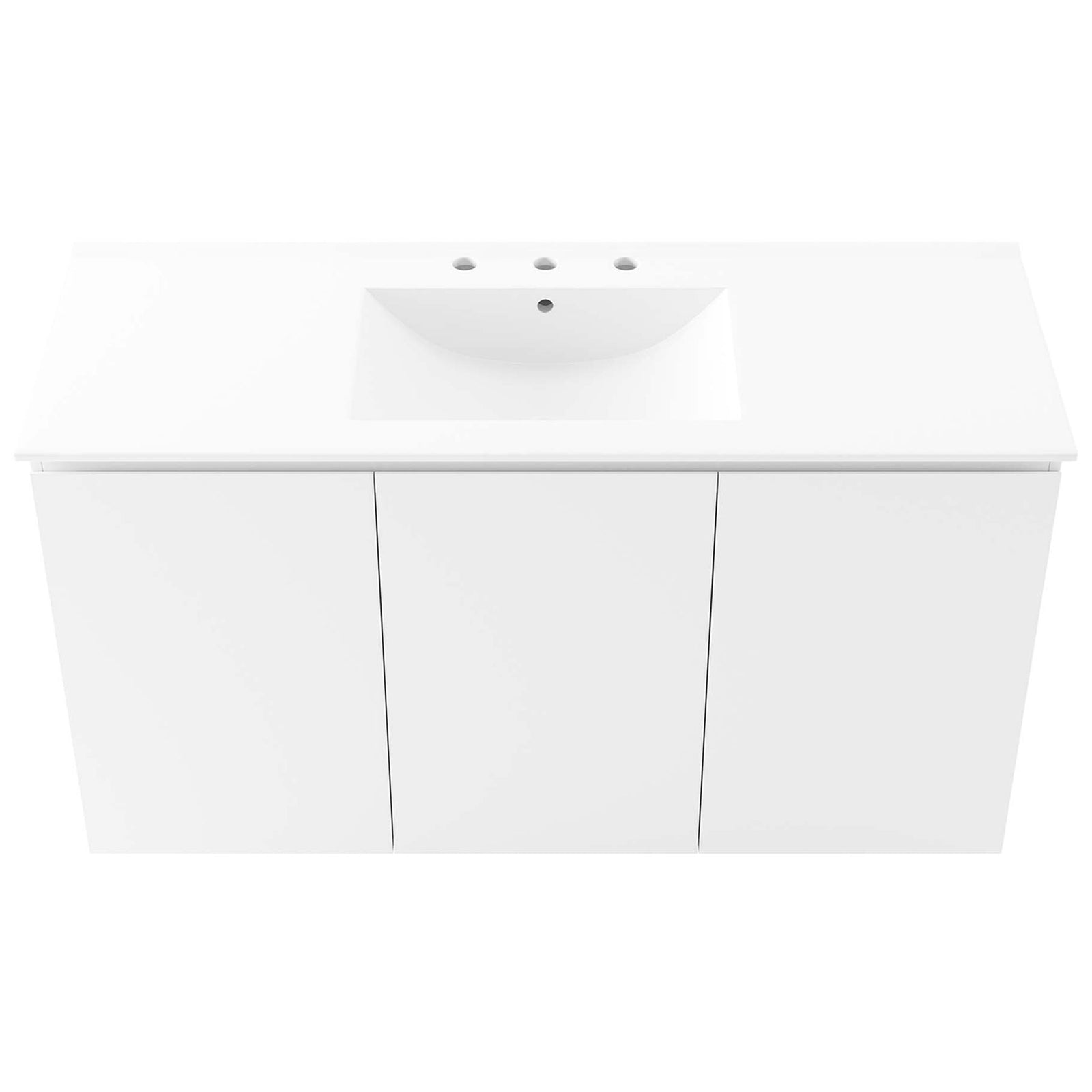 Integrated ceramic sink and countertop with 8-inch widespread faucet holes || EEI-5780-WHI-WHI || top_studio