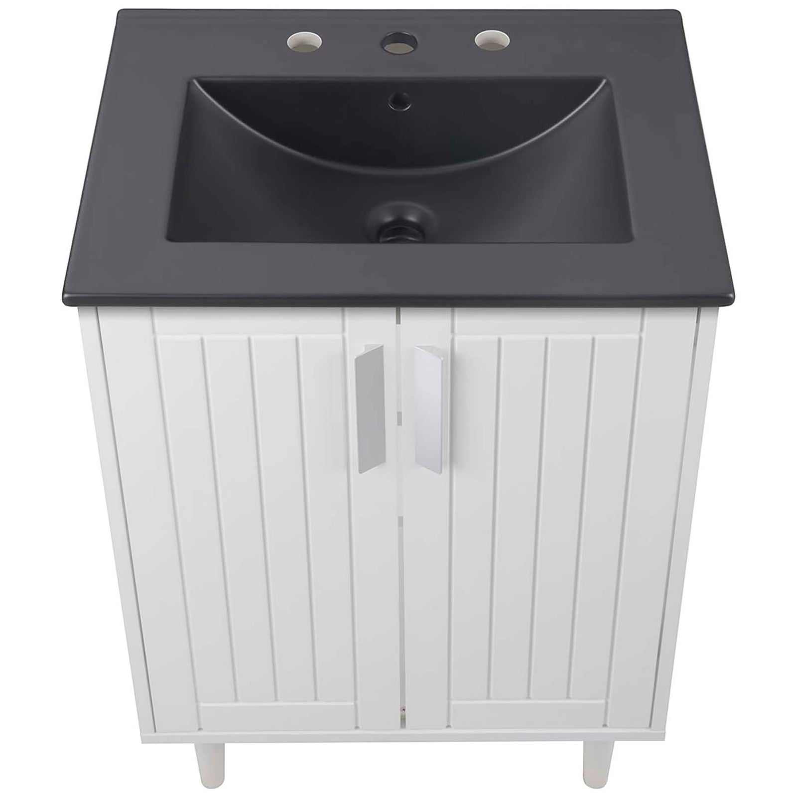 Deep rectangular basin with three-hole widespread layout and generous counter space || EEI-5800-WHI-BLK || top_studio