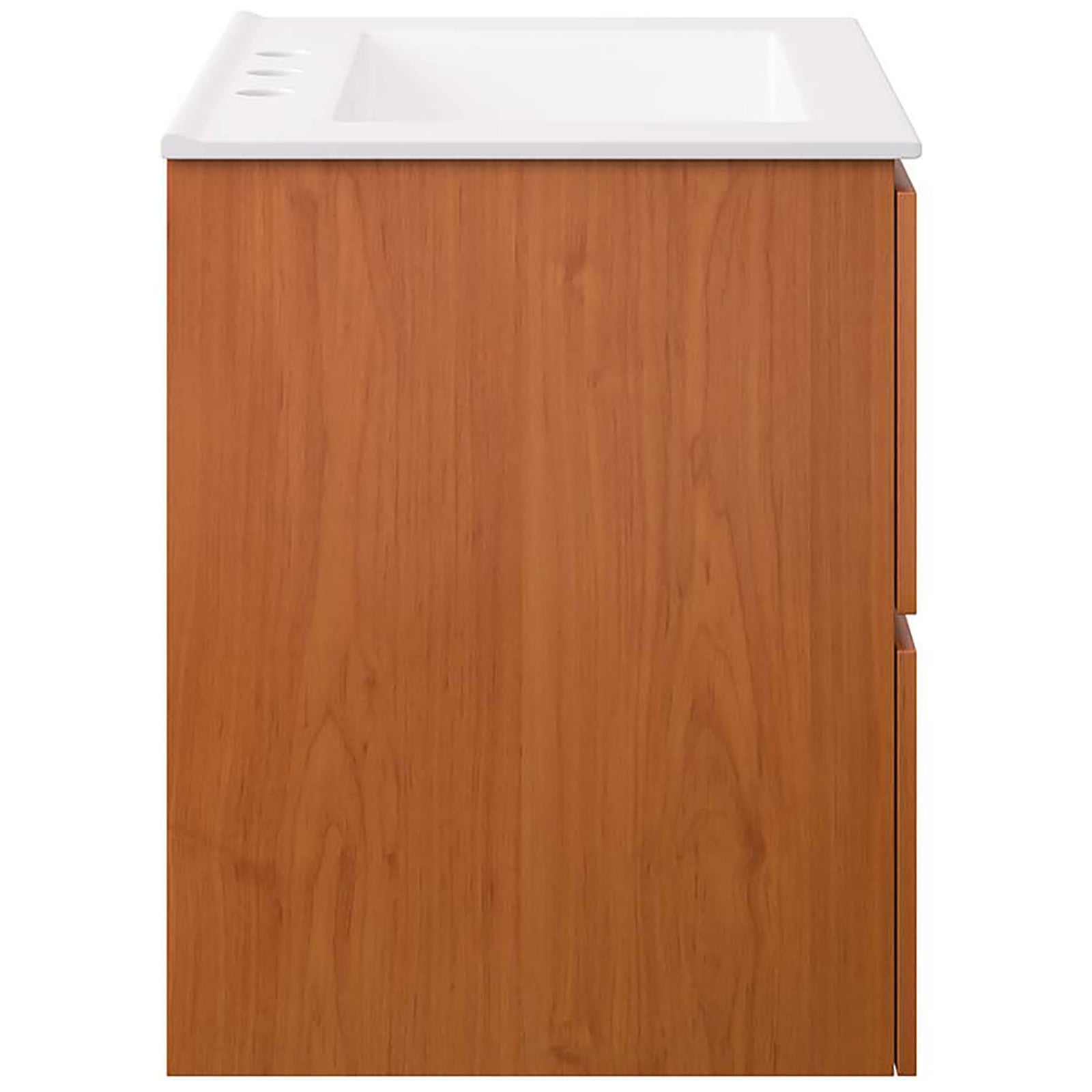 Floating silhouette emphasizes clean lines and slim drawer pulls || EEI-5811-CHE-WHI || side_studio