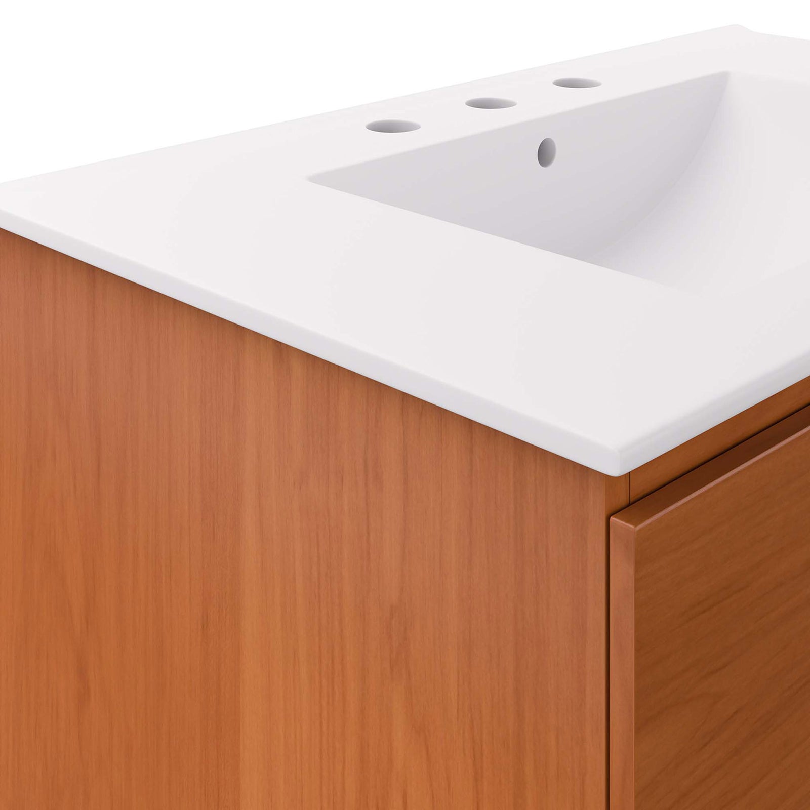 Crisp sink edge contrasts the rich cherry veneer for a polished look || EEI-5812-CHE-WHI || detail_studio