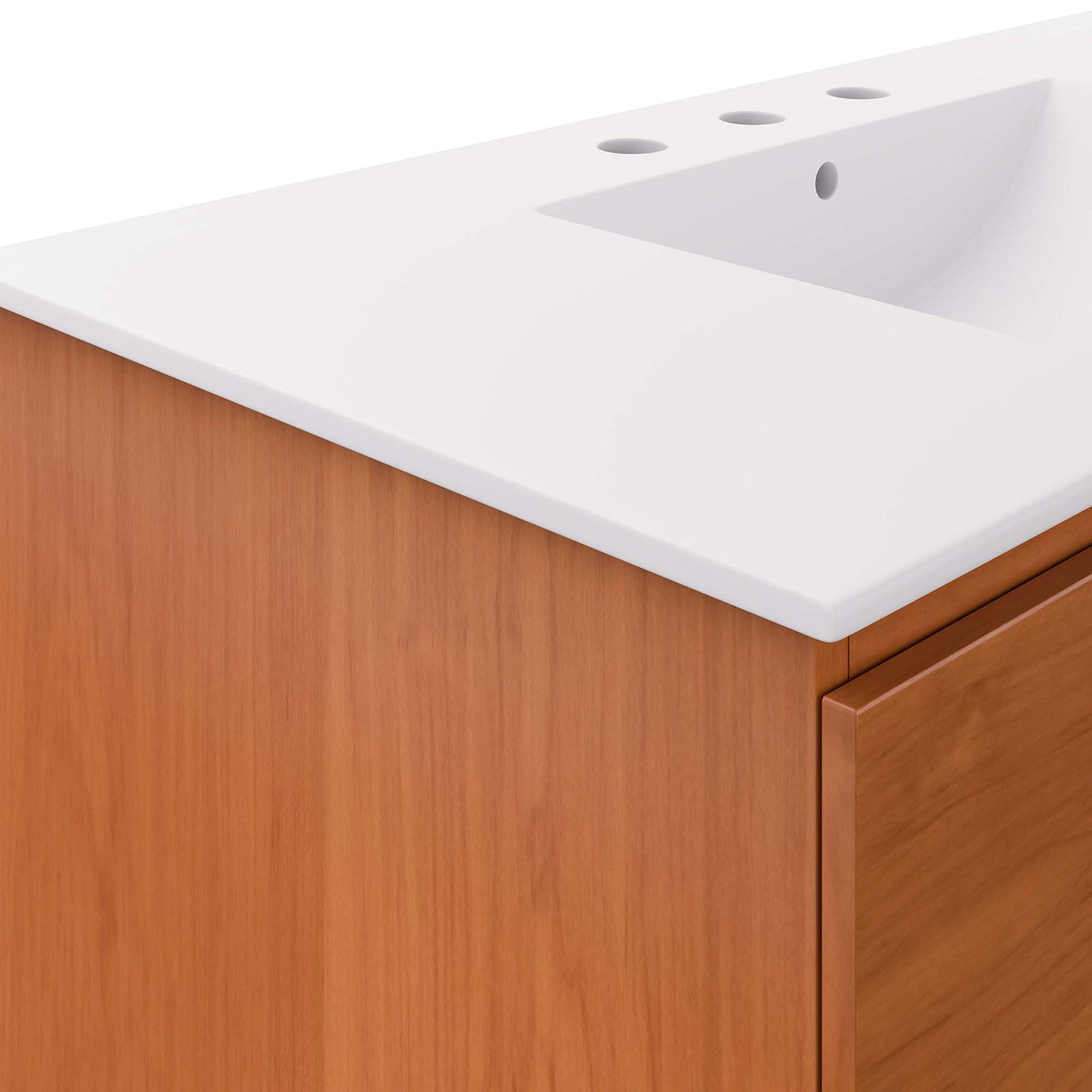 Fine-grain cherry finish meets a sleek, low-profile sink edge || EEI-5813-CHE-WHI || detail_studio