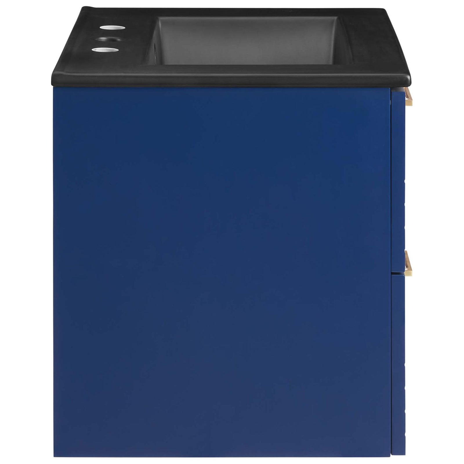 Clean side profile highlights the deep blue finish and flush, vertical paneling. || EEI-5820-BLU-BLK || side_studio