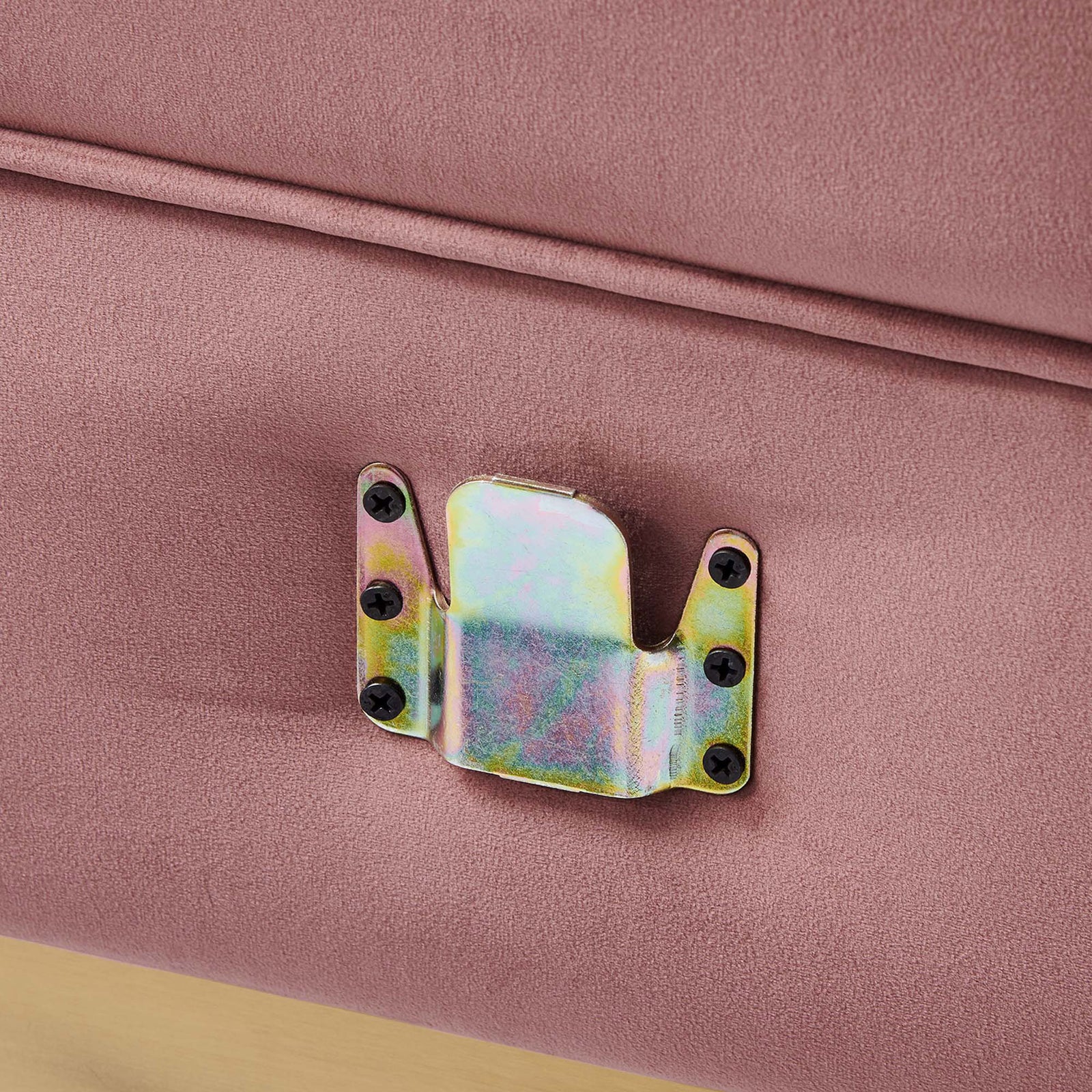 Metal connector hardware detail that securely links each modular sectional piece together || EEI-5841-DUS || detail_studio