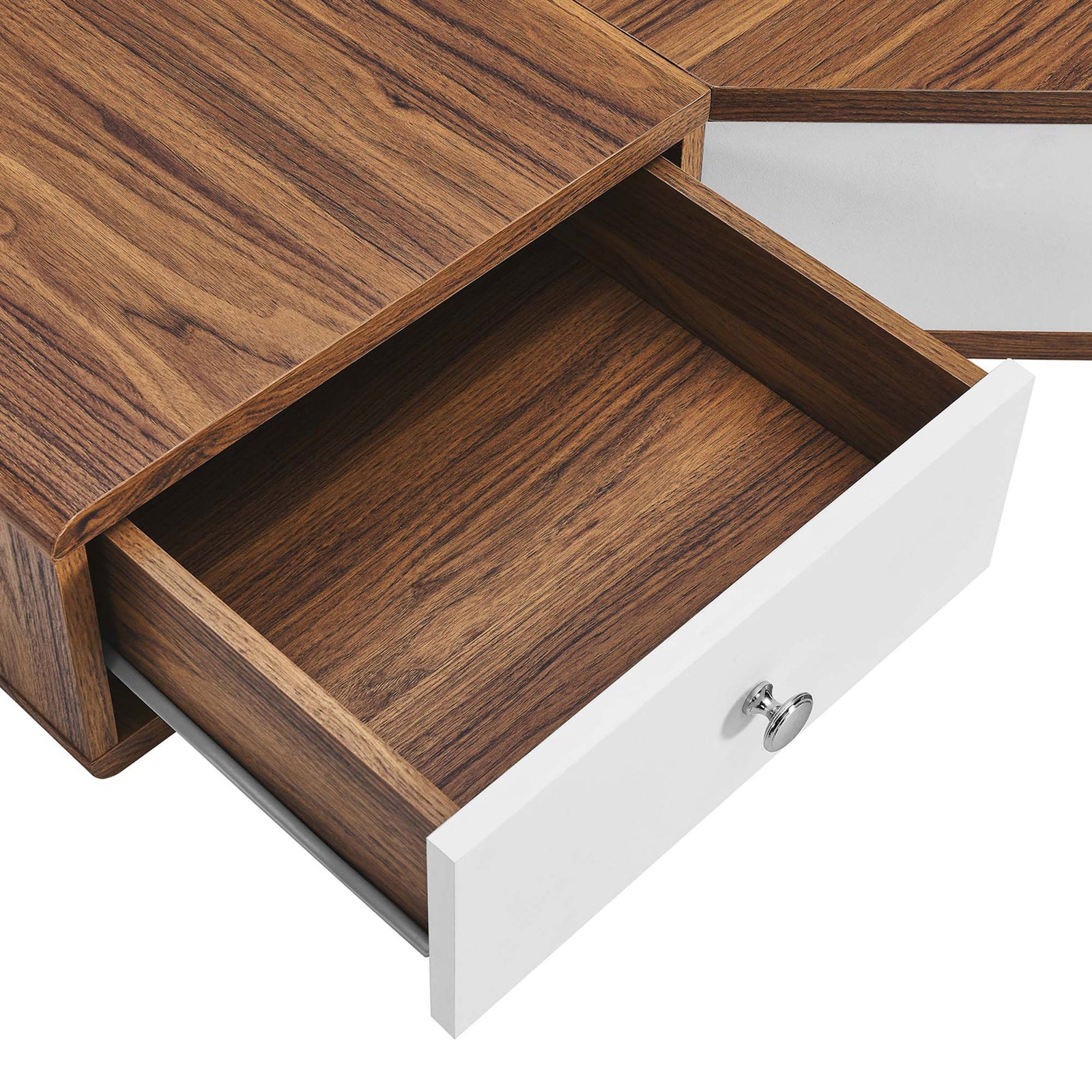 Smooth-glide drawer keeps everyday essentials within easy reach || EEI-5862-WAL-WHI || storage_open_studio