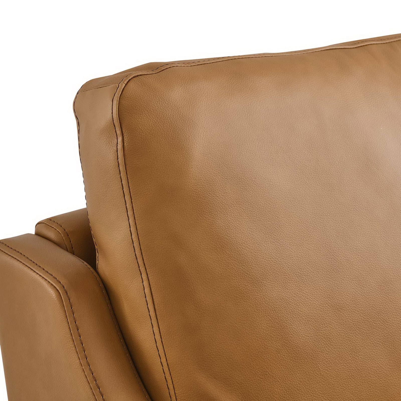 Top-grain leather texture and a plush back cushion with neat stitching || EEI-6022-TAN || detail_studio