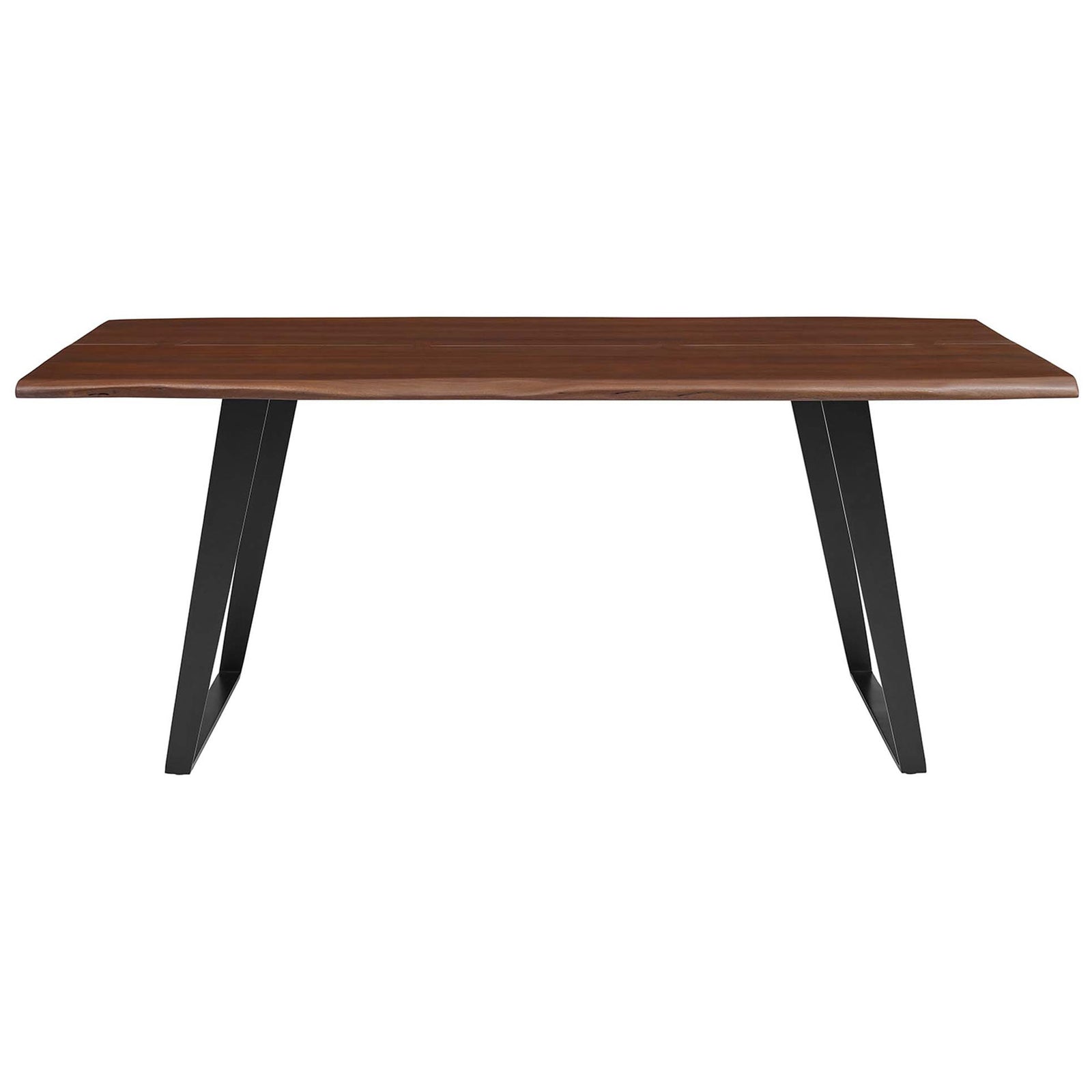 Elongated profile of the 74 in table highlights slim legs and expansive wooden surface || EEI-6069-BLK-WAL || front_studio