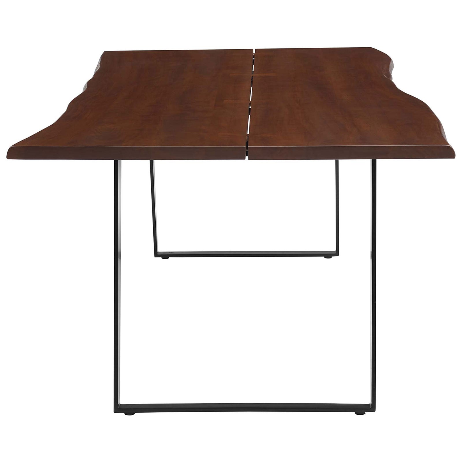 Generous 96 in Viggo dining table showcases central plank line and sculpted live edges || EEI-6071-BLK-WAL || side_studio