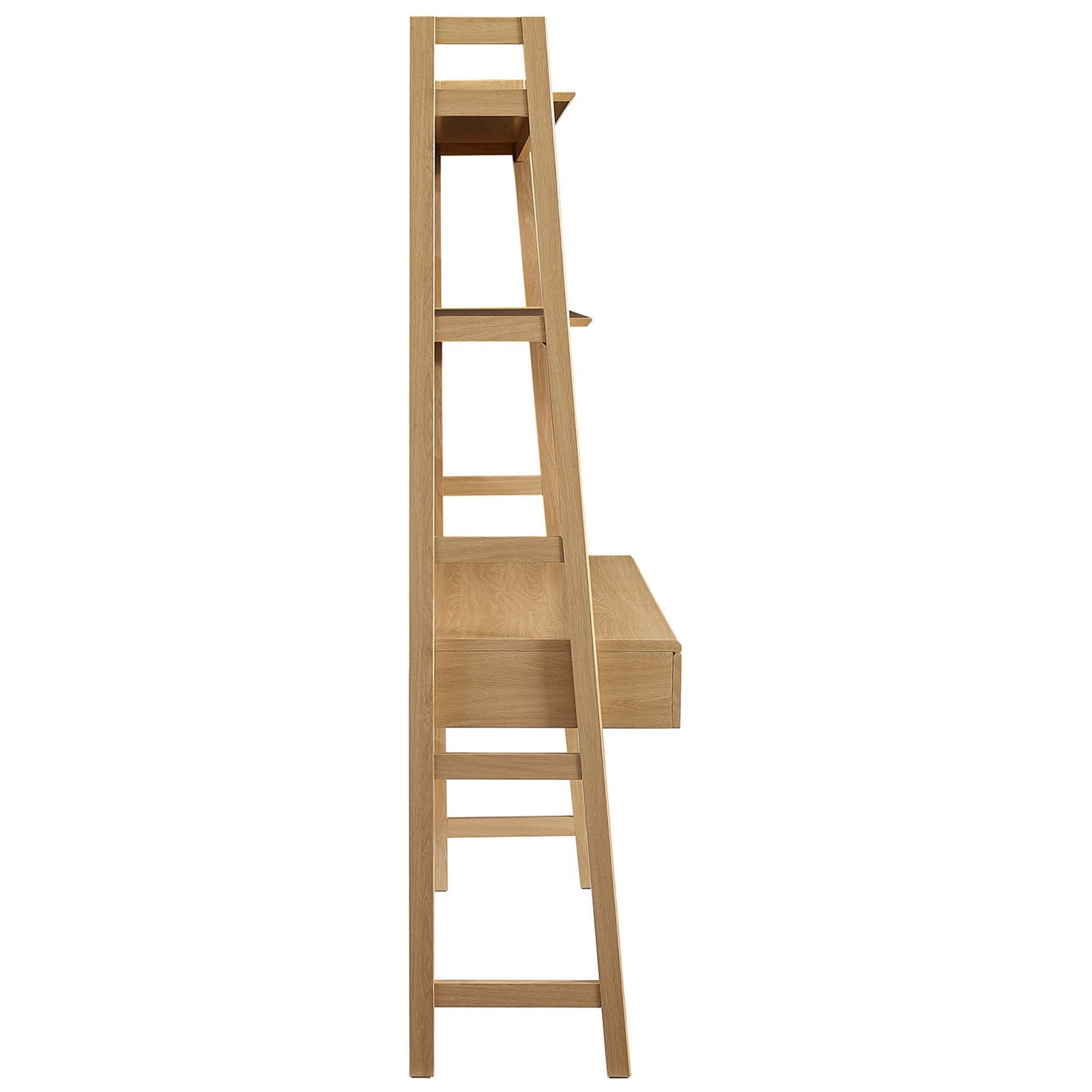 Angled ladder frame and slim profile save space while adding modern warmth in oak || EEI-6073-OAK || side_studio
