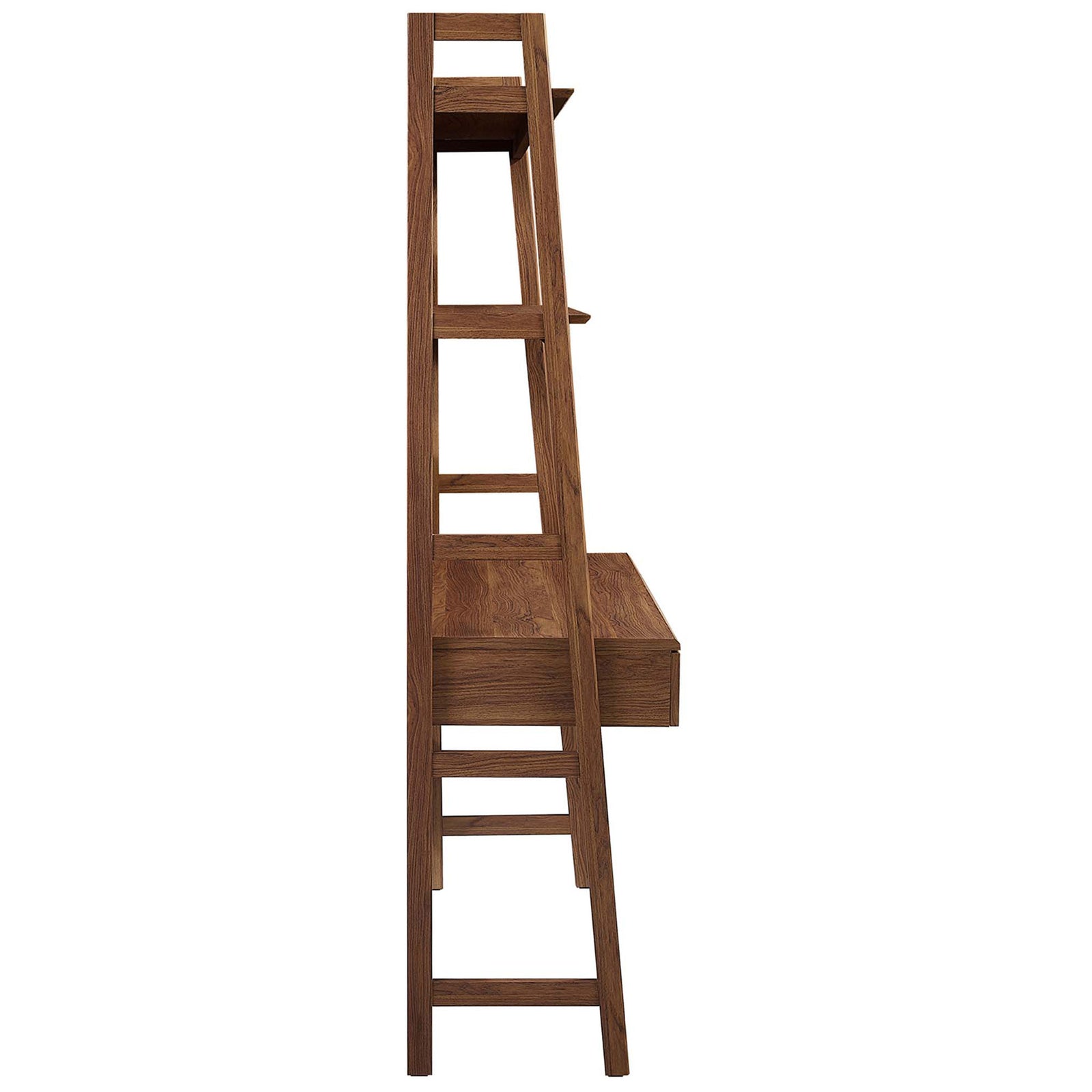 Slim ladder-style profile supports spacious shelves and a wide desktop || EEI-6073-WAL || side_studio