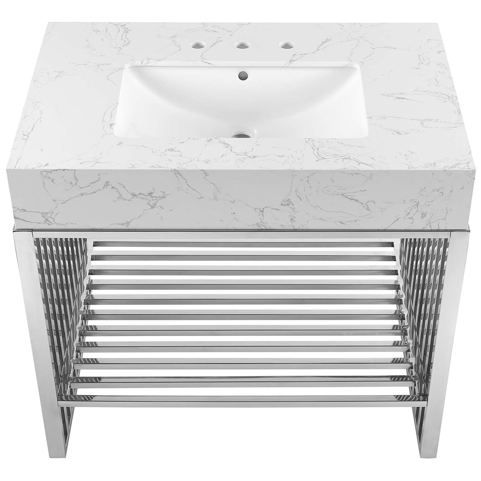 Generous basin with crisp edges and marble-inspired surface || EEI-6107-WHI-SLV || top_studio