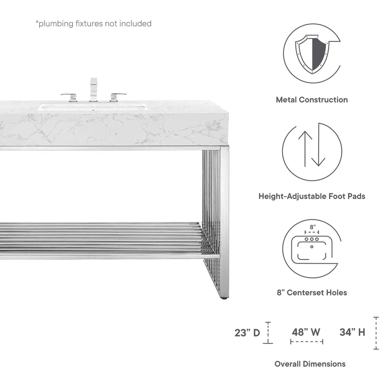 Key specifications and overall dimensions at a glance || EEI-6109-WHI-SLV || dimension_studio