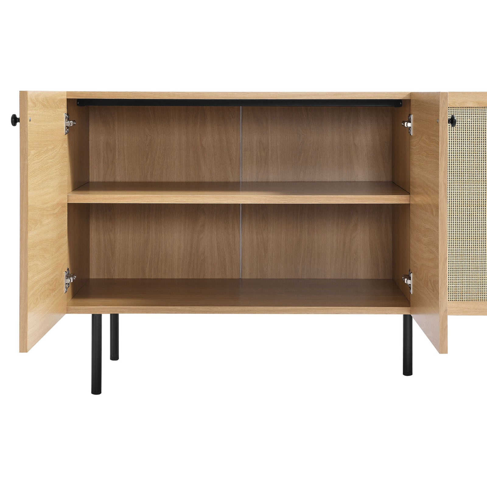 Adjustable shelves and spacious storage inside the oak sideboard cabinet || EEI-6201-OAK || storage_open_studio