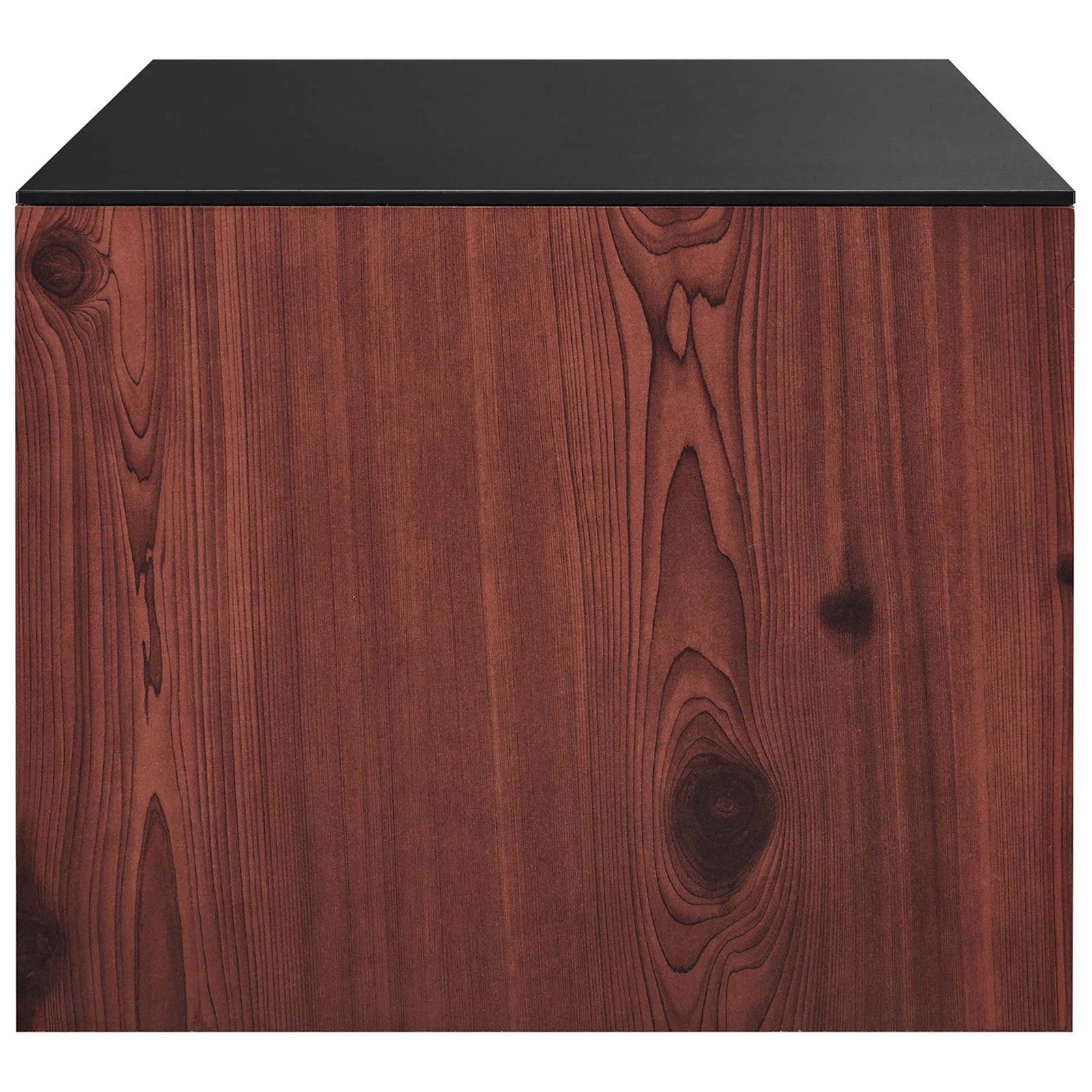 Black cherry wall cabinet side view with rich wood grain and black top || EEI-6205-BLK-CHE || side_studio