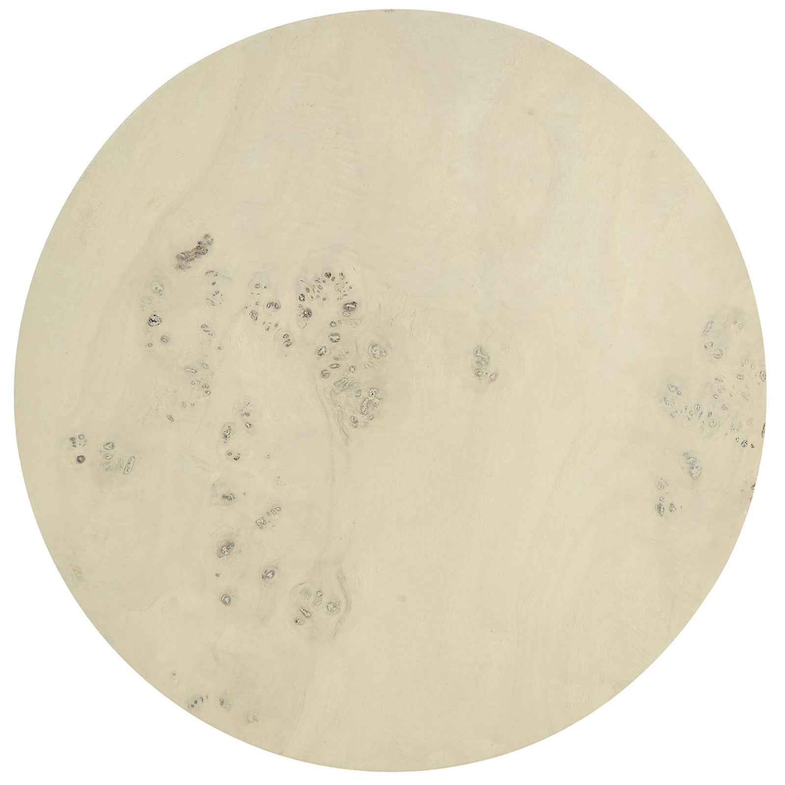 Circular tabletop of the bleached burl side table showcasing unique swirling burl wood grain || EEI-6271-BLB || top_studio