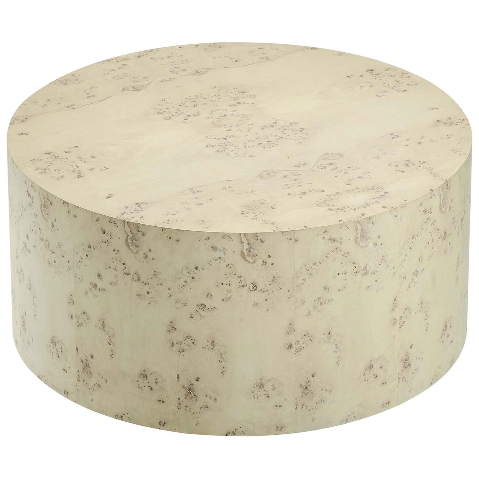 Seamless round top and continuous burl grain create a refined focal point for living spaces || EEI-6274-BLB || top_angle_studio