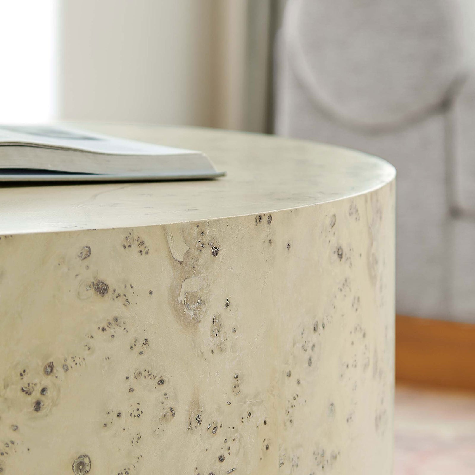 Soft bleached finish pairs effortlessly with neutral decor for a light, airy living room look || EEI-6274-BLB || detail_room