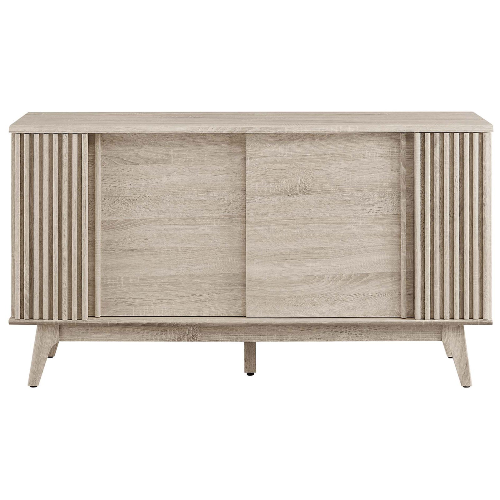 Oak sideboard with dual sliding doors and fluted side panels || EEI-6278-OAK || front_studio