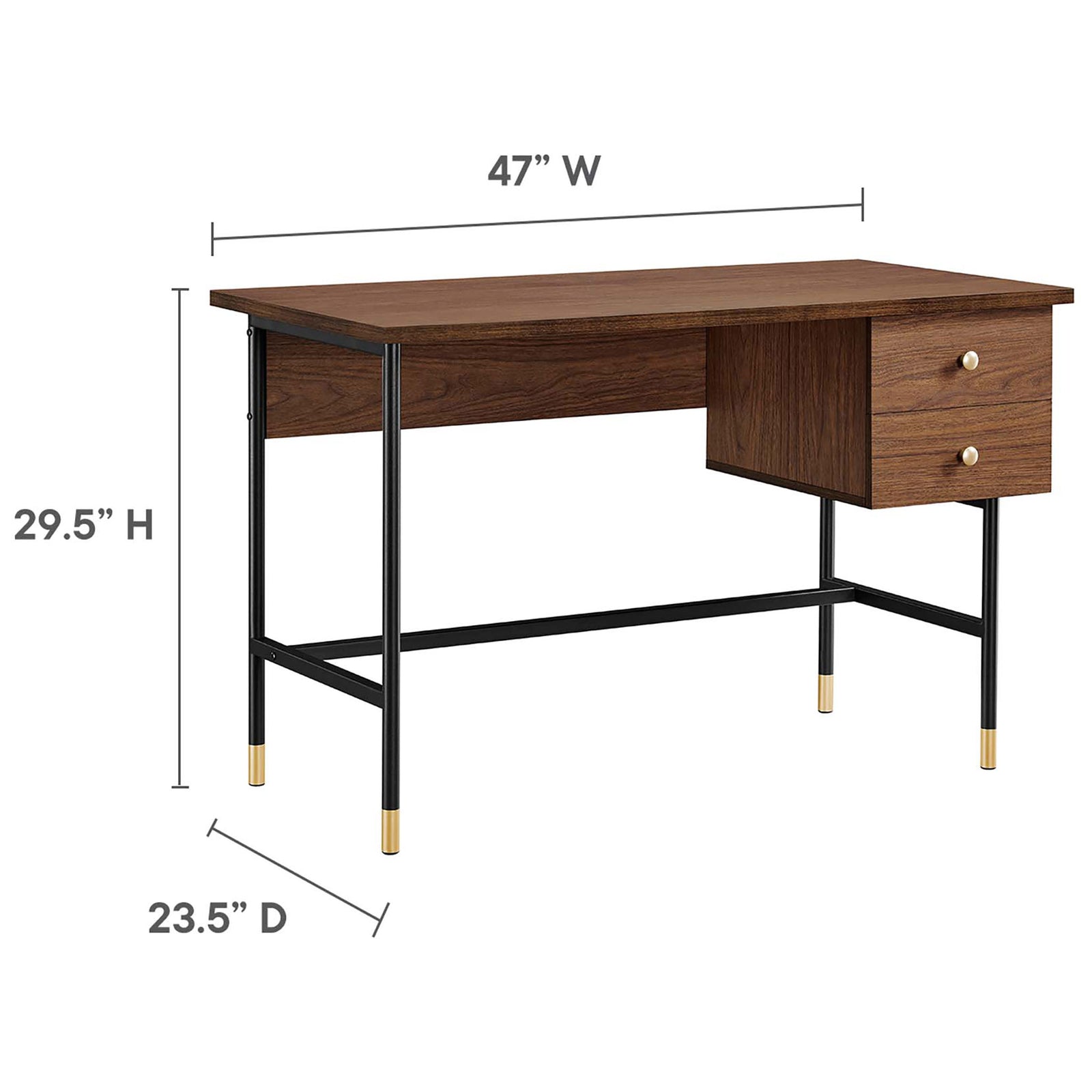Spacious desktop and balanced proportions for comfortable daily work || EEI-6284-BLK-WAL || dimension_studio