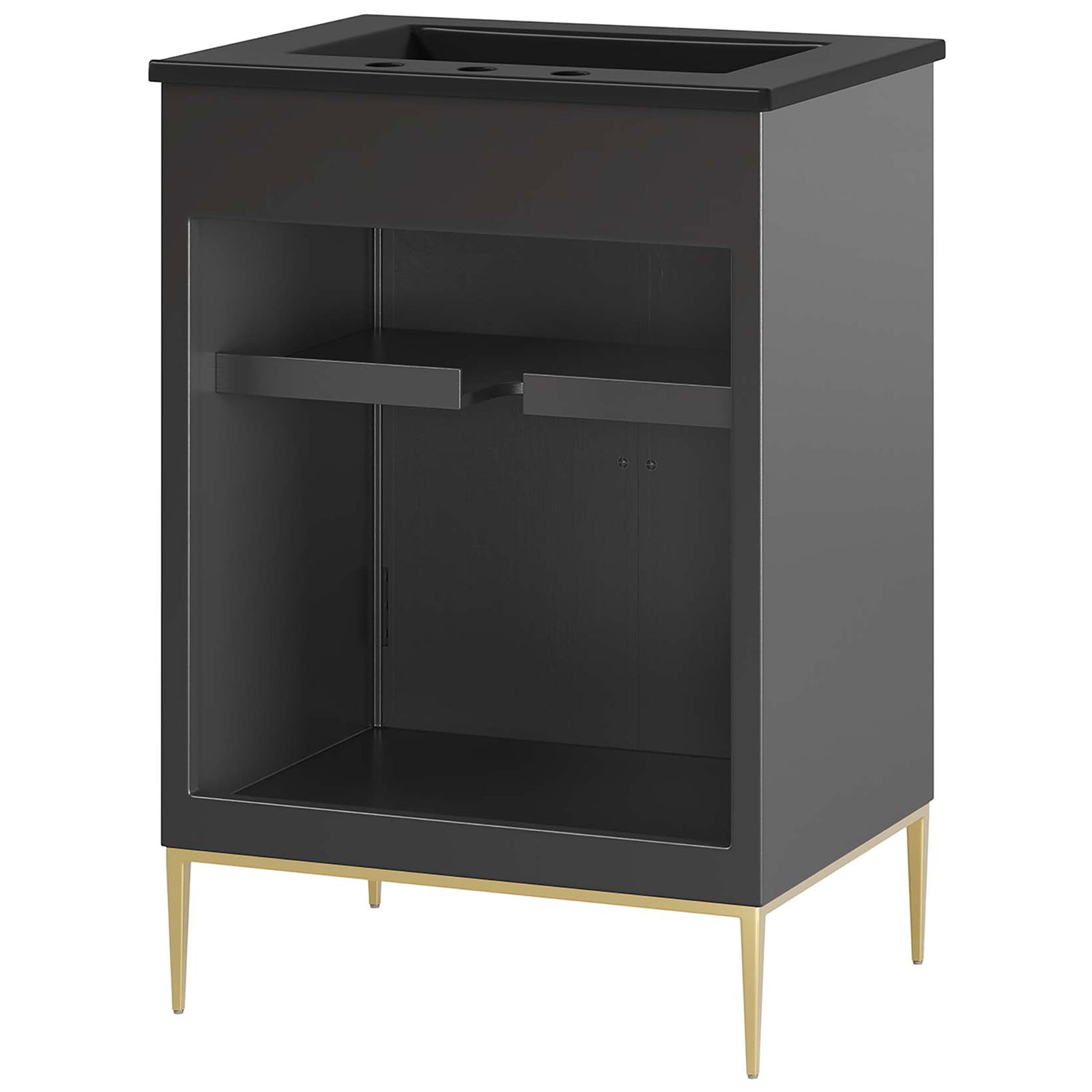 Rear plumbing cutout and sturdy frame make installation straightforward and secure || EEI-6291-BLK-BLK || back_angle_studio