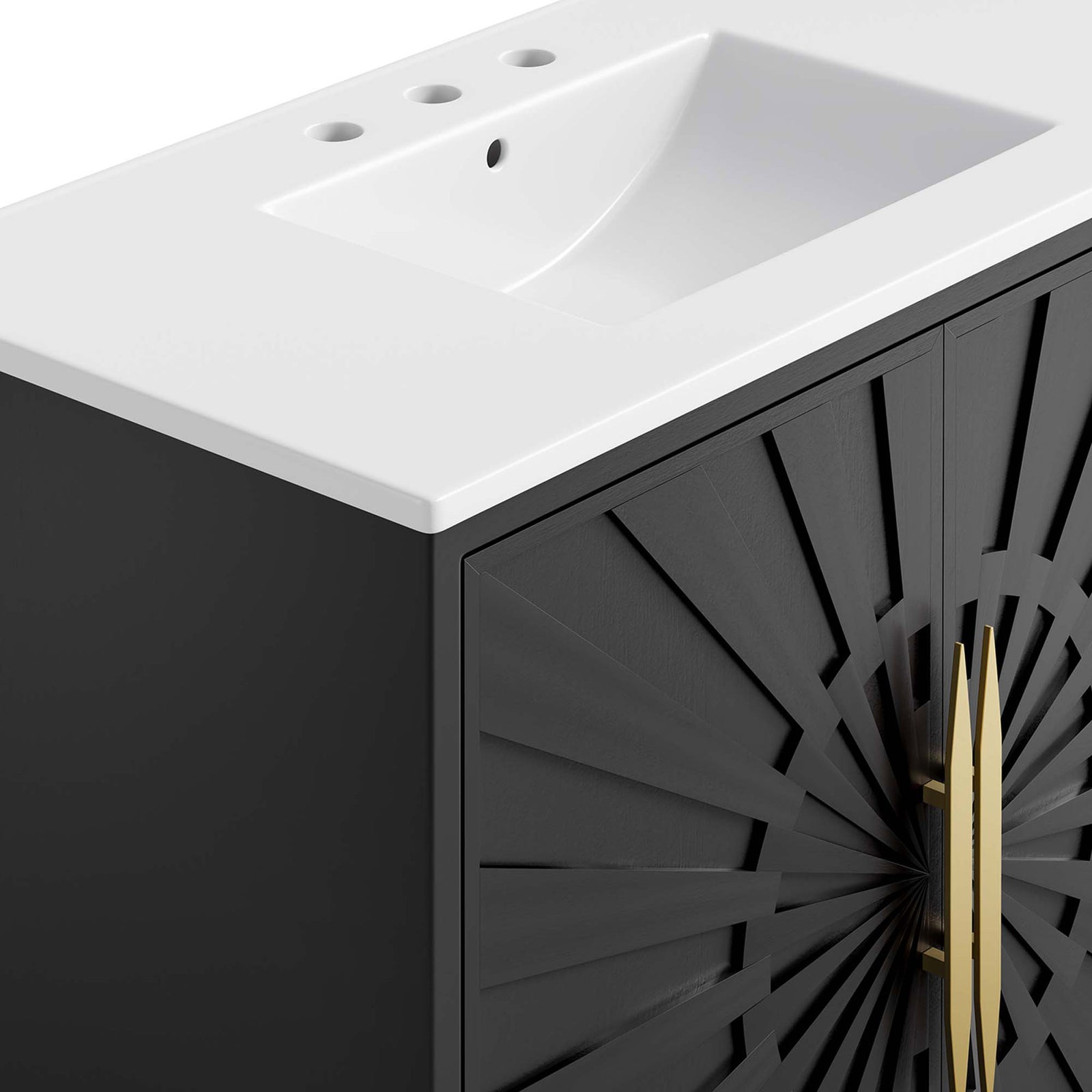 Deeply textured doors and smooth, easy-clean sink surface. || EEI-6297-WHI-BLK || detail_studio