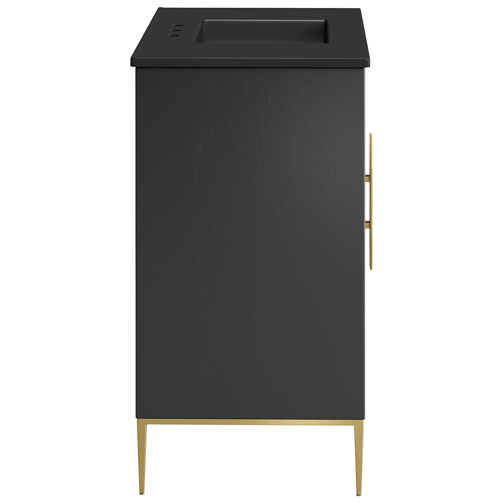 Refined matte finish and tapered metal legs balance strength and style || EEI-6299-BLK-BLK || side_studio