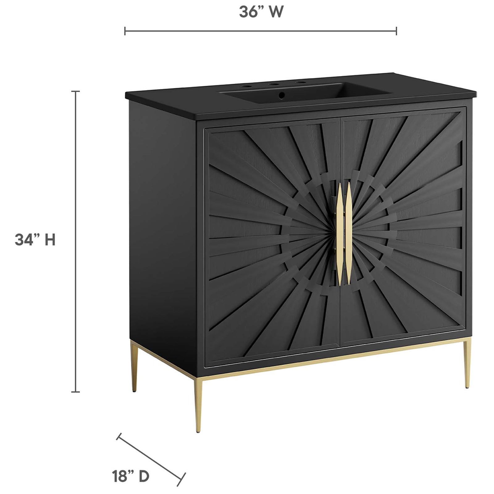 Sized for ample counter space and roomy cabinet storage || EEI-6299-BLK-BLK || dimension_studio
